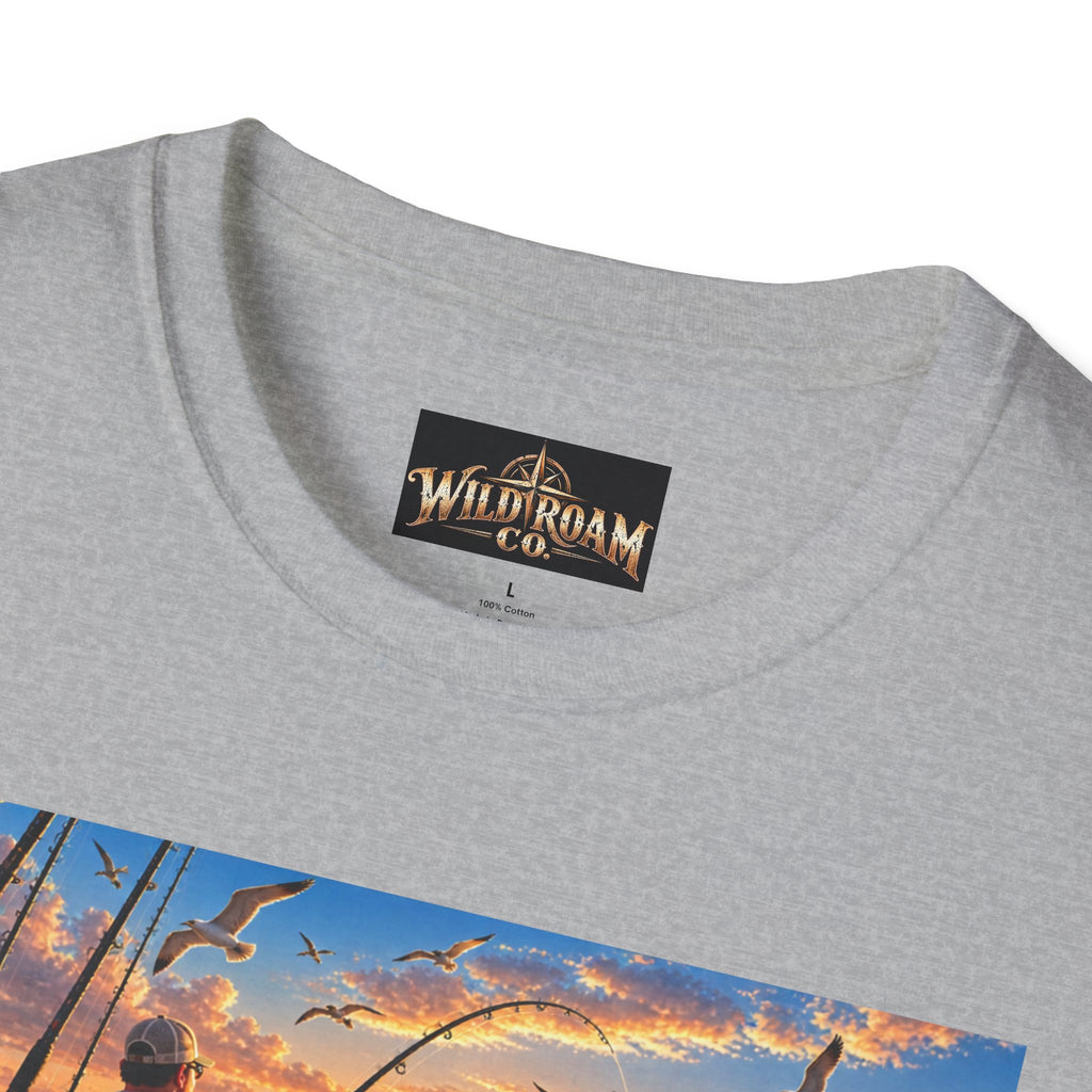 Wild & Free to Roam Fishing T-Shirt — Ocean Sunset Angler Tee