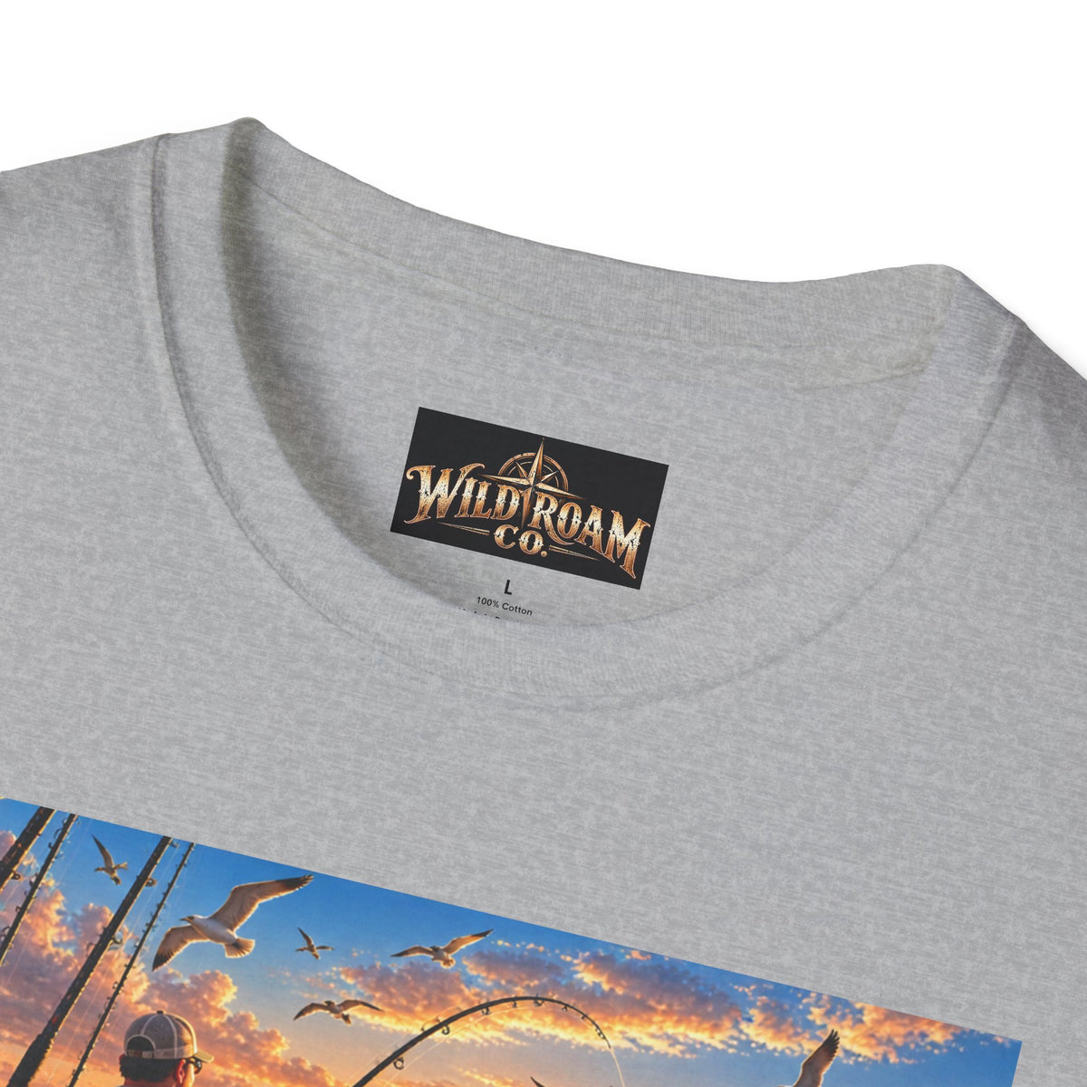 Wild & Free to Roam Fishing T-Shirt — Ocean Sunset Angler Tee