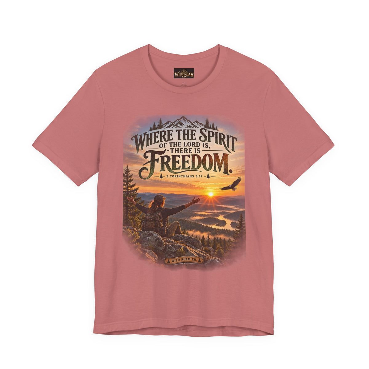 Women's Freedom Sunrise Tee — "Where the Spirit of the Lord is, there is Freedom" Christian T‑Shirt