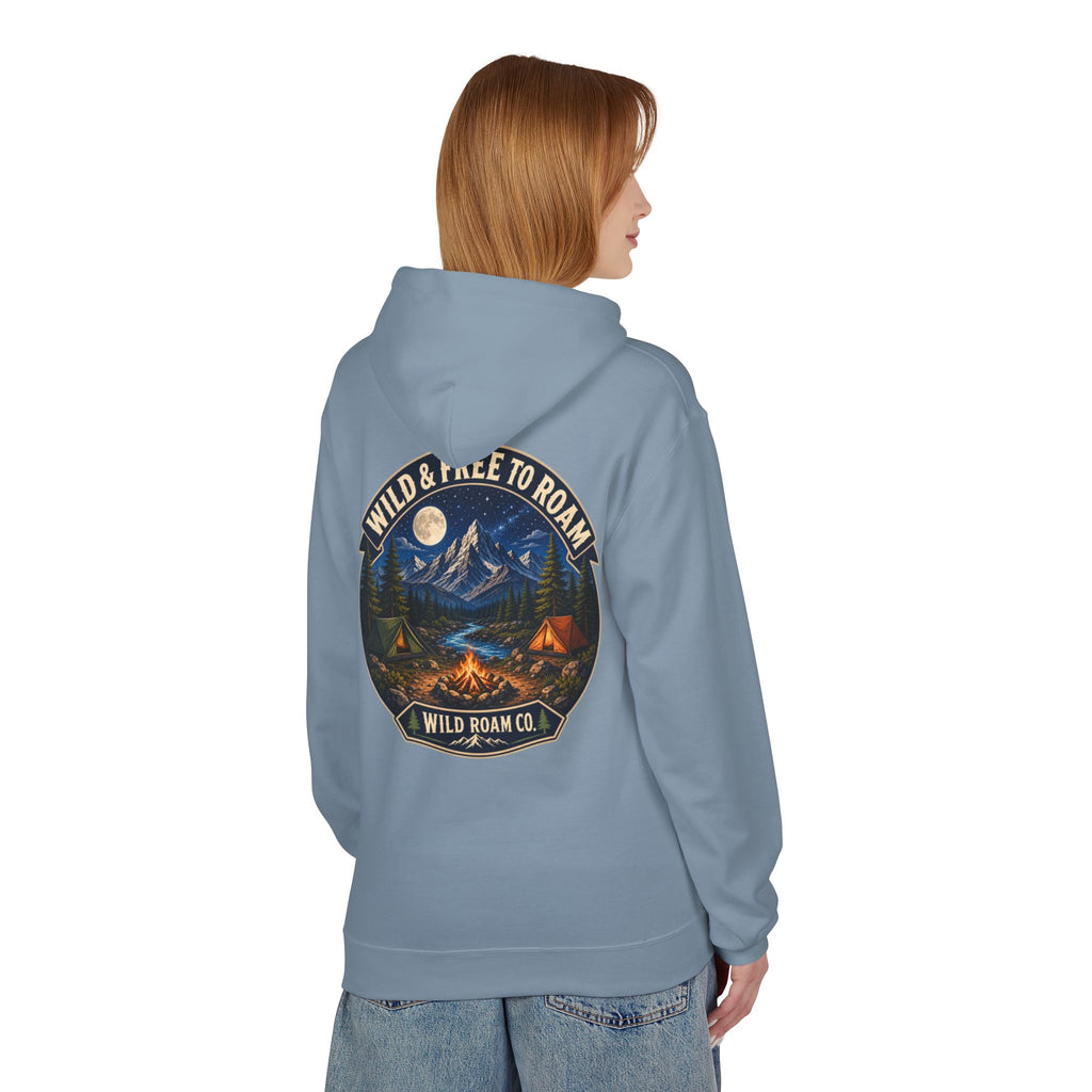 Wild Roam Co Hoodie — "Wild & Free to Roam" Camping Adventure Pullover