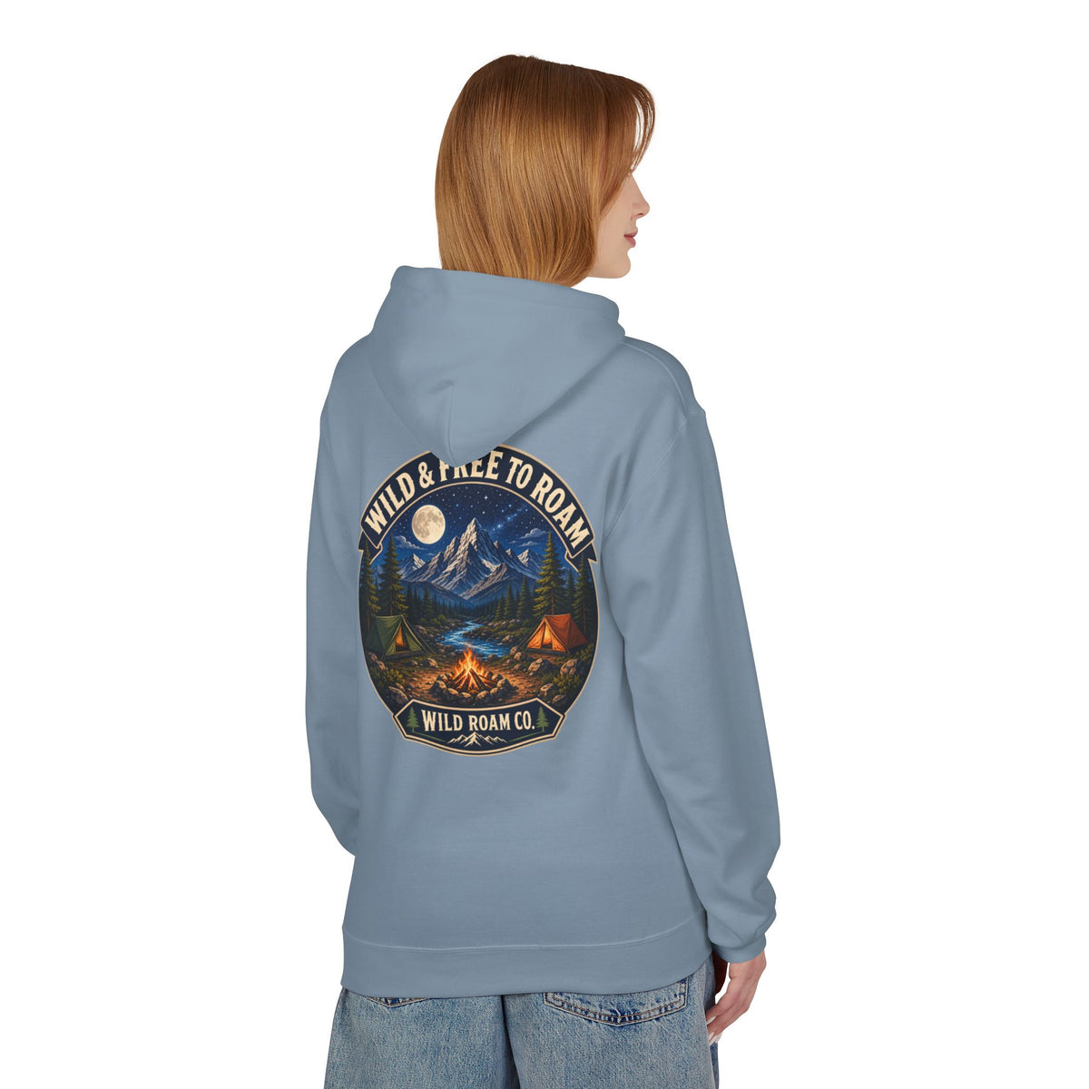 Wild Roam Co Hoodie — "Wild & Free to Roam" Camping Adventure Pullover