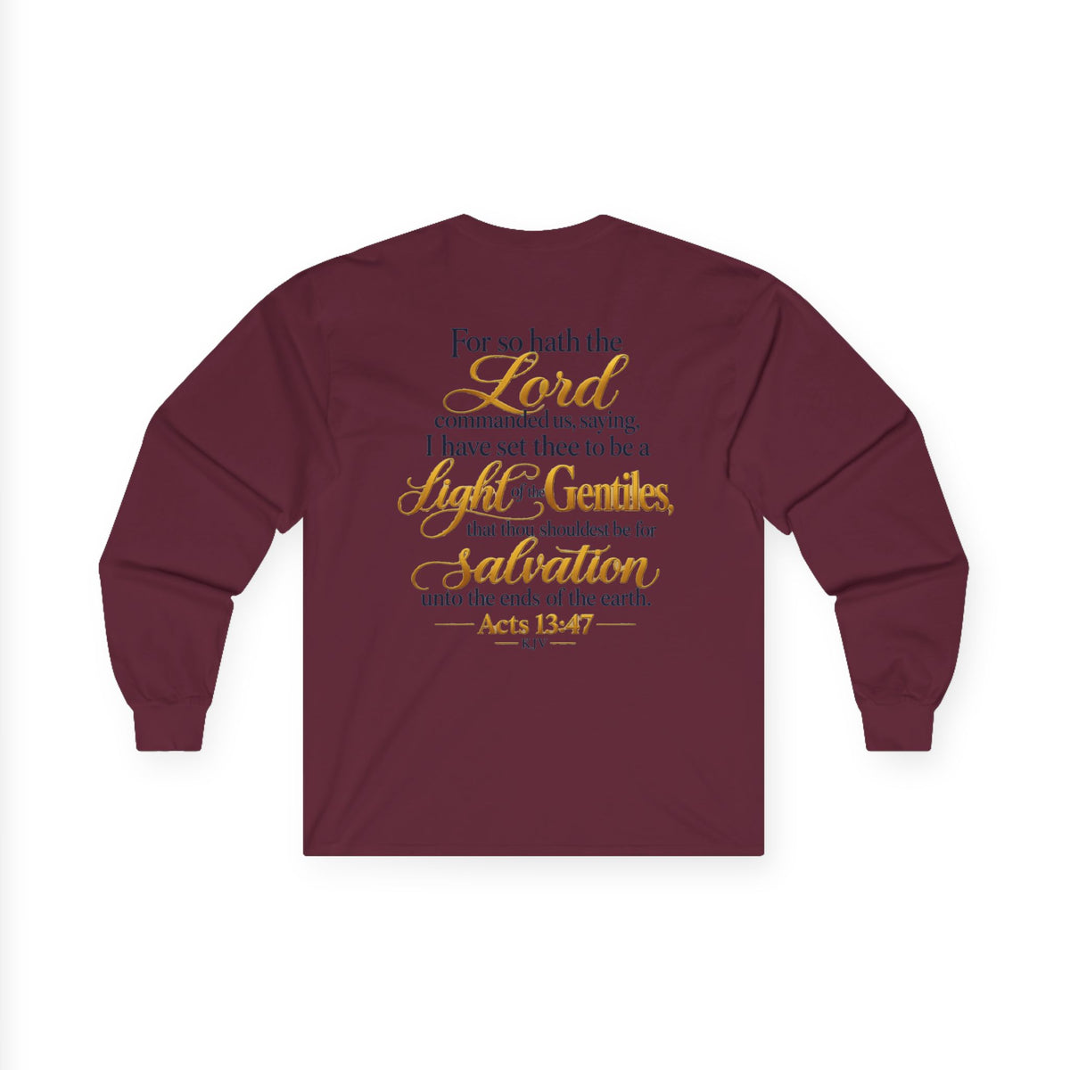 Long Sleeve Tee - "Wild + Roam Co." Faith Logo Sunset Graphic with Acts 13:47 Scripture Back