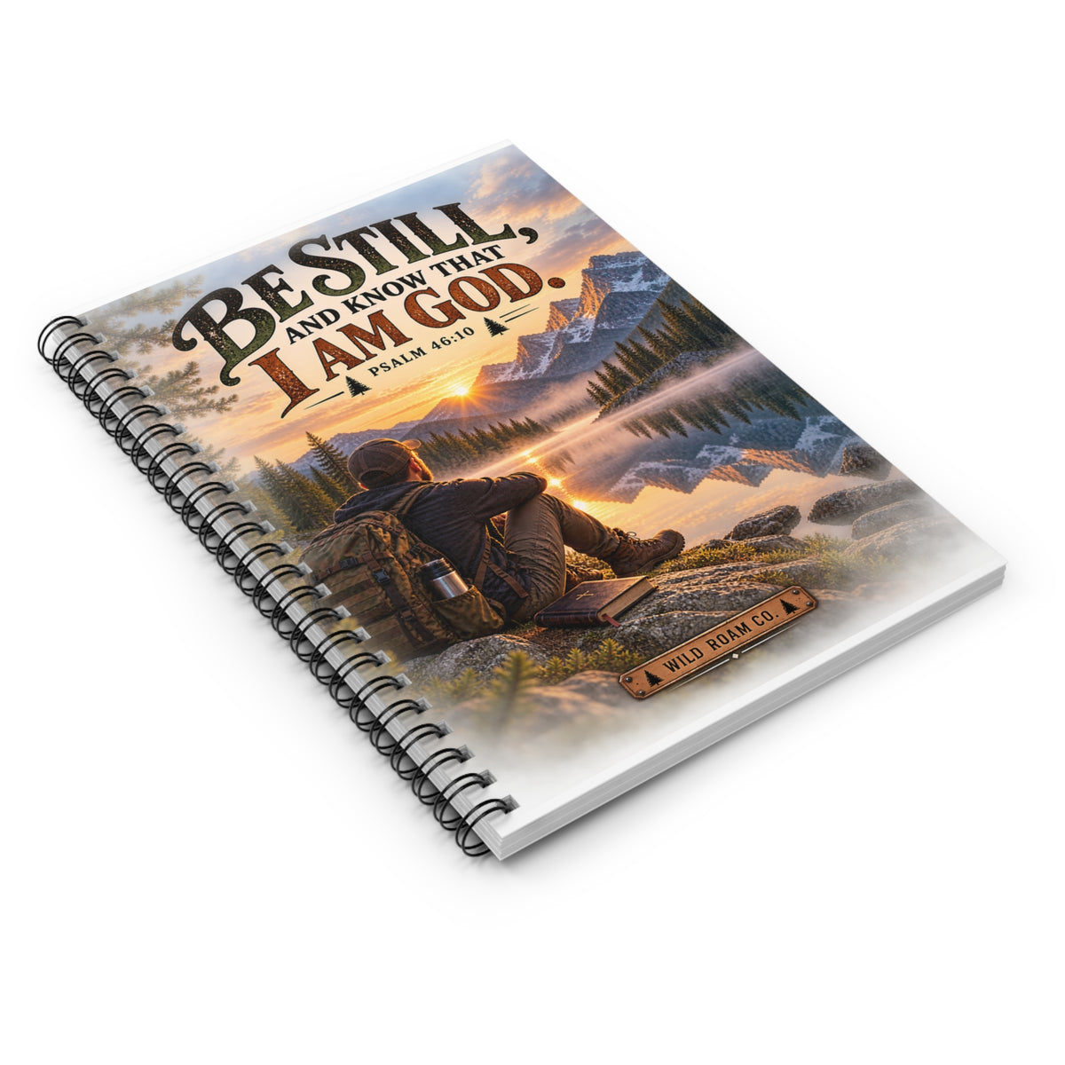 Faith Journal Notebook — "Be Still and Know That I Am God" Scenic Spiral Notebook (Psalm 46:10)