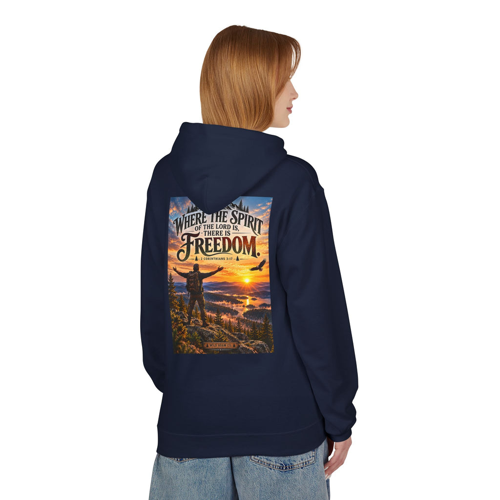 Men's Hoodie - ‘Where the Spirit of the Lord Is… There Is Freedom’ Scenic Christian Adventure Hoodie