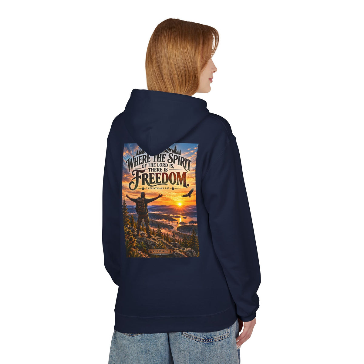 Men's Hoodie - ‘Where the Spirit of the Lord Is… There Is Freedom’ Scenic Christian Adventure Hoodie