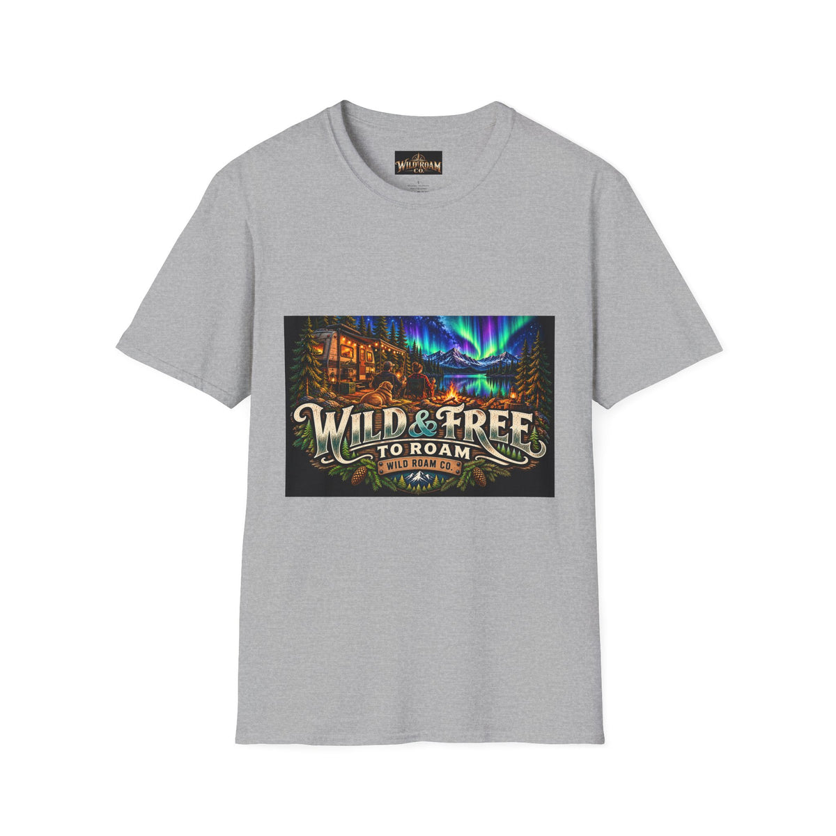 T-Shirt — Wild & Free to Roam Northern Lights Cabin Graphic Tee