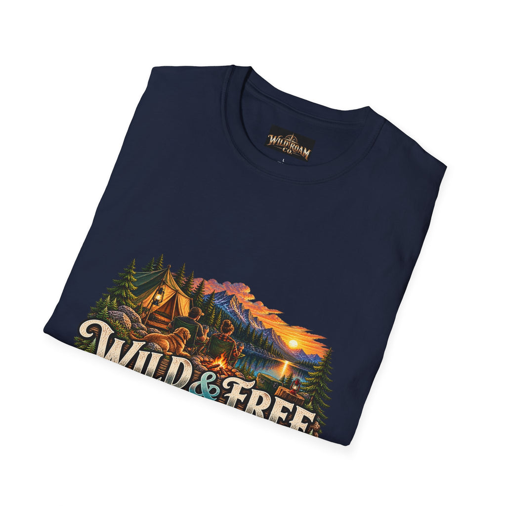 Wild & Free Camping T-Shirt — "Wild & Free to Roam" Outdoor Adventure Tee