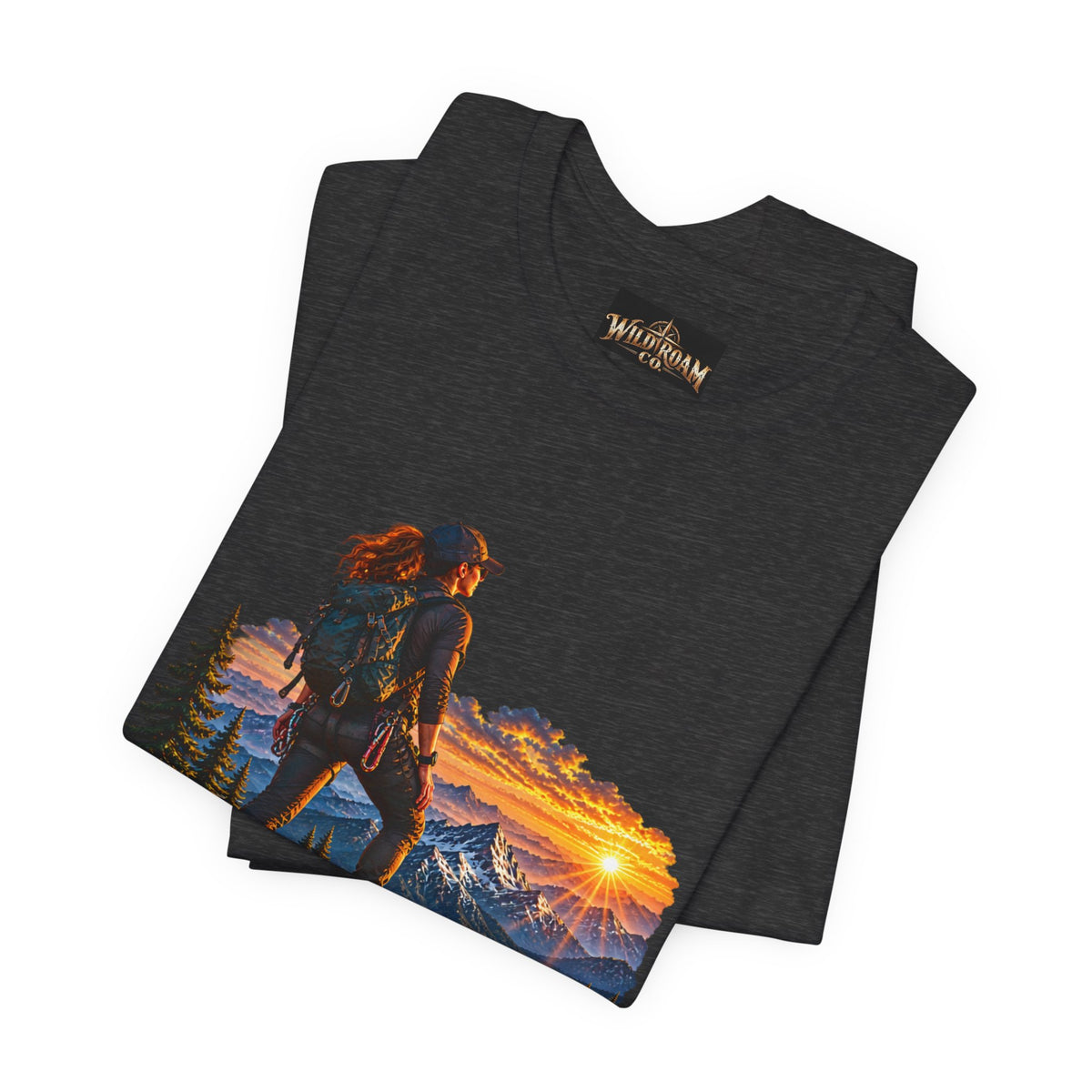 Women's Hiker Sunset T-Shirt — Wild Roam Co. Mountain Adventure Tee