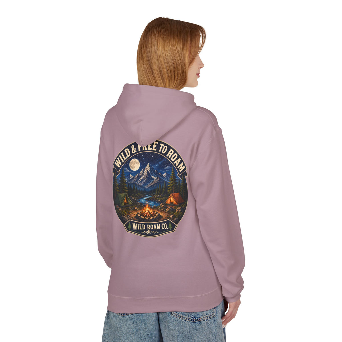 Wild Roam Co Hoodie — "Wild & Free to Roam" Camping Adventure Pullover