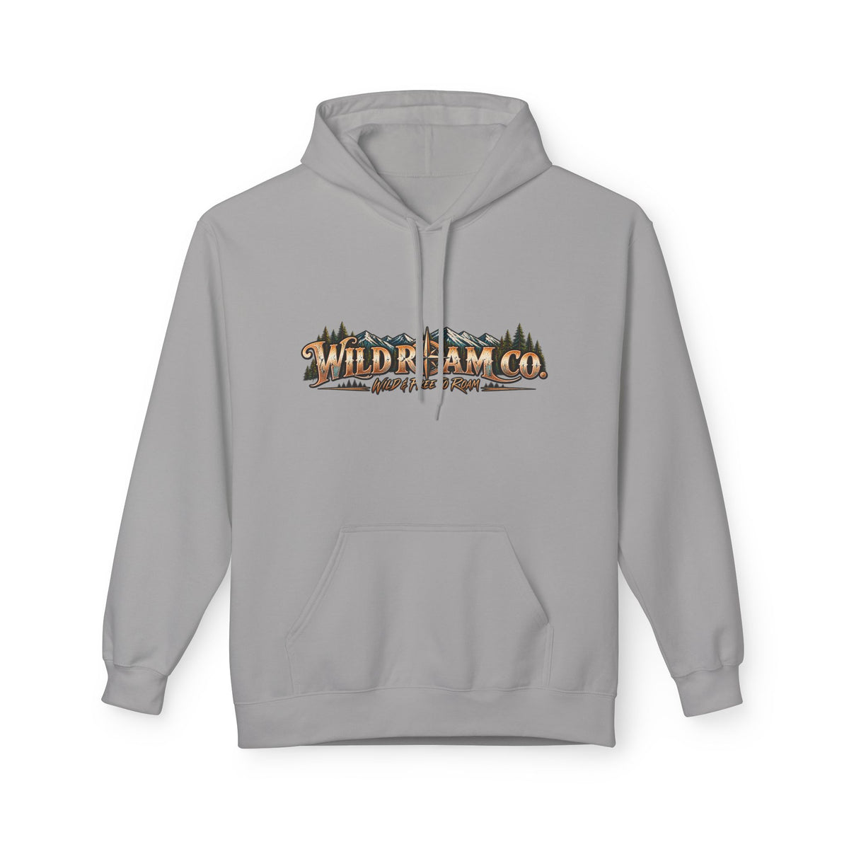 Men's Wild Roam Co. Adventure Hoodie — Mountain Sunset Outdoor Graphic Sweatshirt