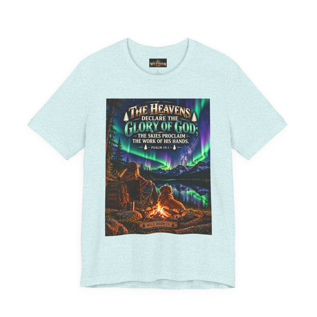 Women's Christian Nature T-Shirt — "The Heavens Declare the Glory of God" Campfire Aurora Tee