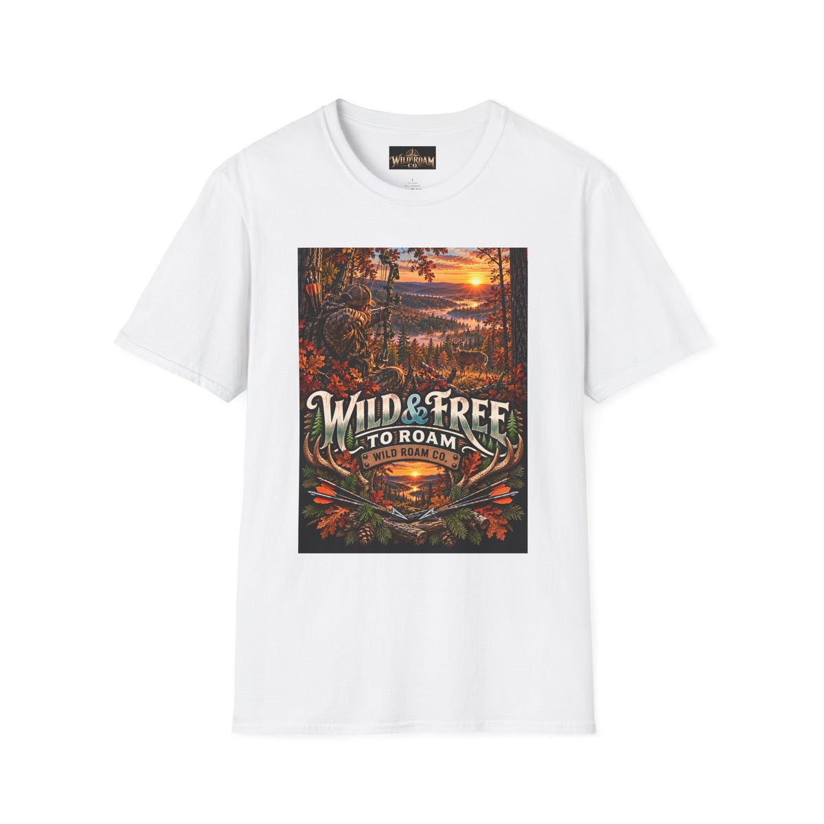 Wild & Free to Roam T-Shirt — Scenic Wilderness Sunset Adventure Tee