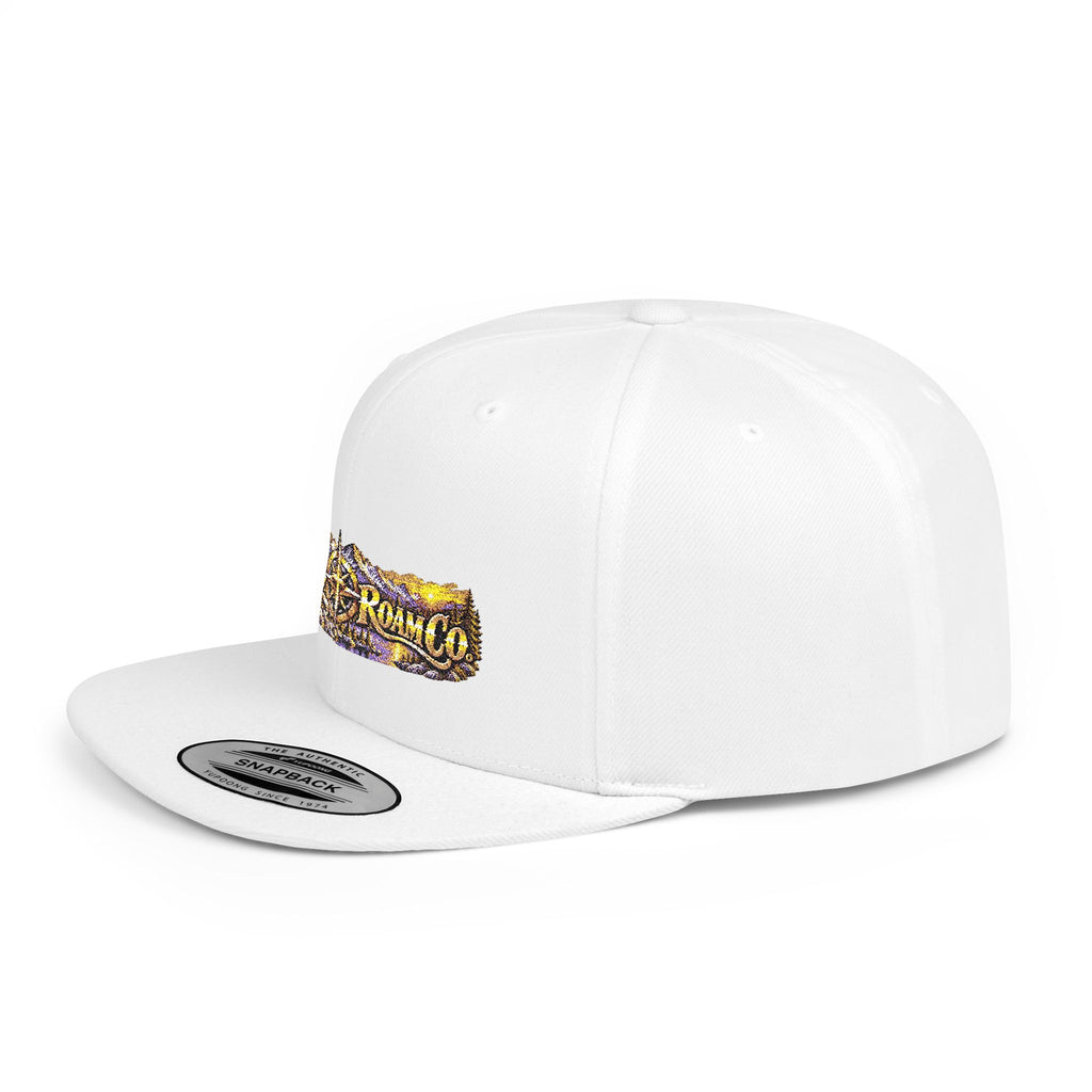 Snapback Hat — Mountain Sunrise 'Wander & Roam' Embroidered Flat Bill