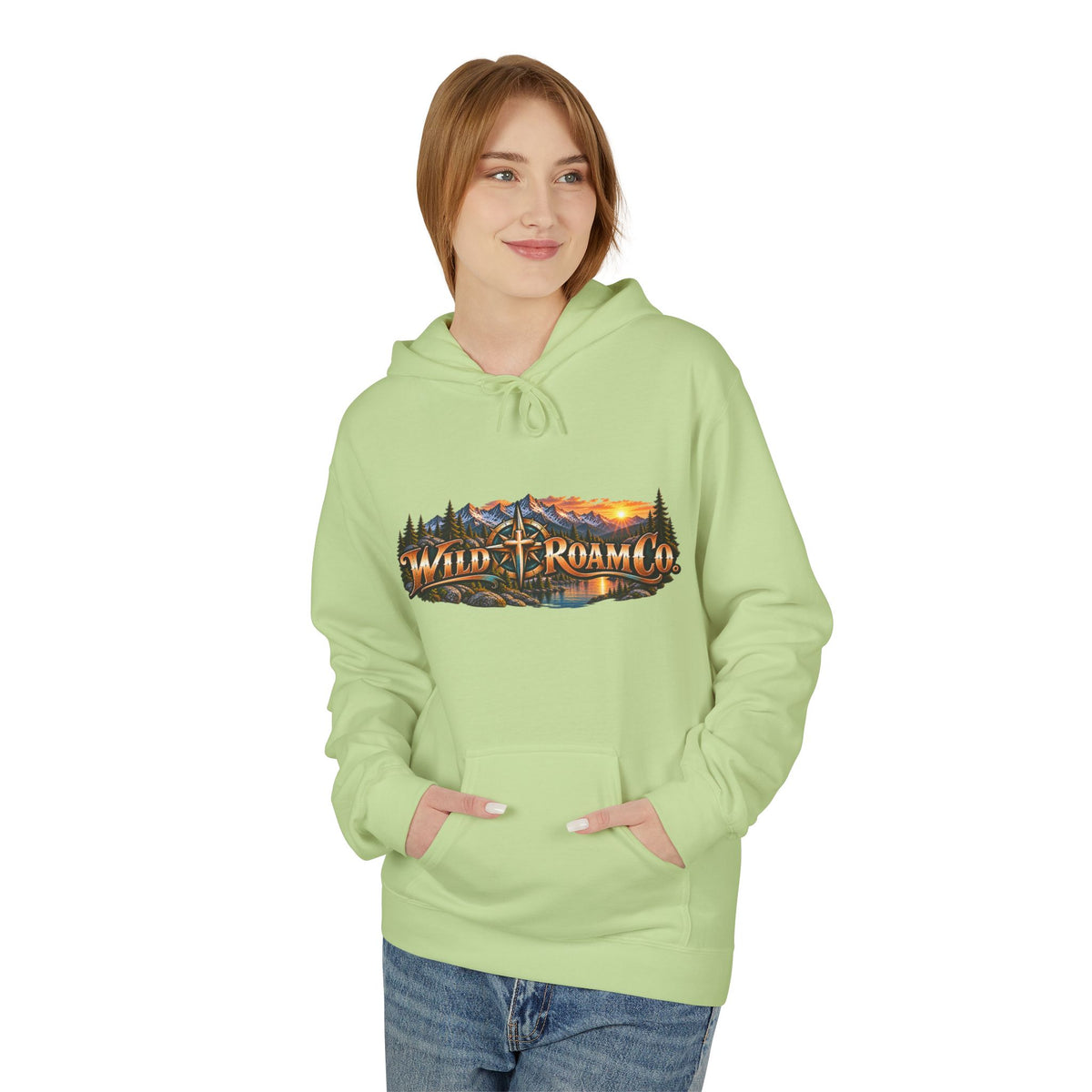 Women's Hoodie - 'Wild Roam Co.' Scenic Christian Campfire Hoodie with Aurora Psalm Design