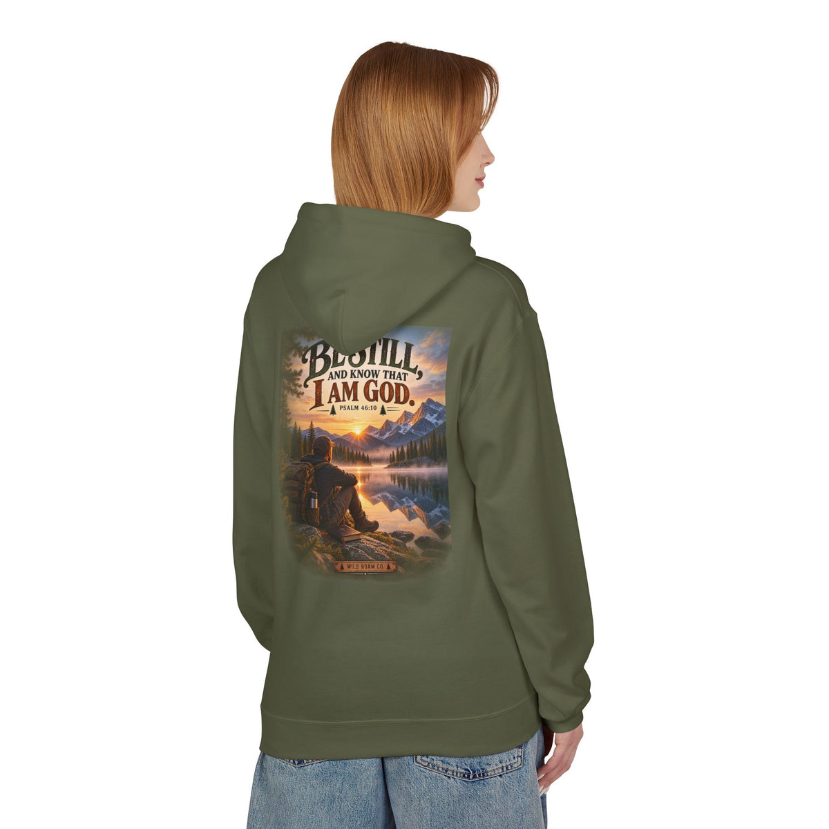 Men's Christian Nature Hoodie — “Be Still and Know That I Am God” Scenic Sweatshirt