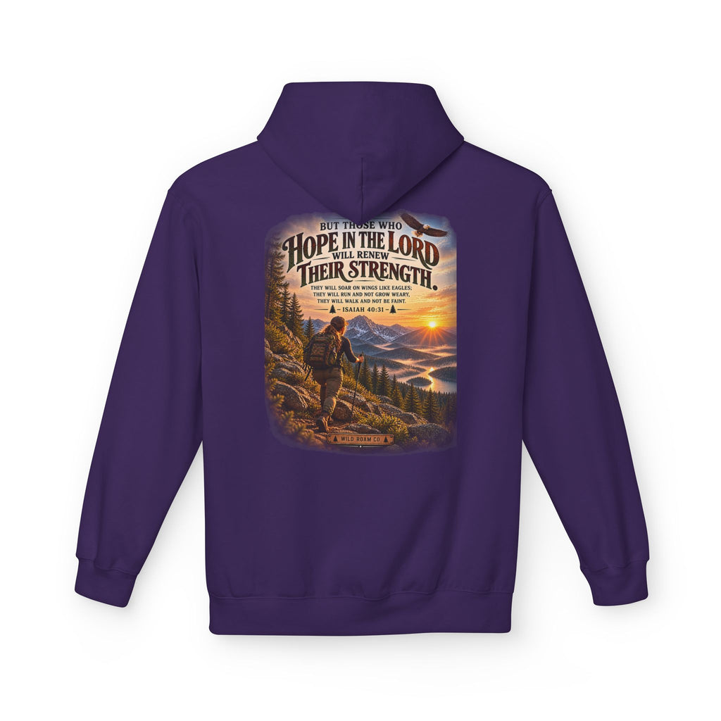 Women's Hope in the Lord Hiking Hoodie — Inspirational Christian Mountain Sunset Pullover