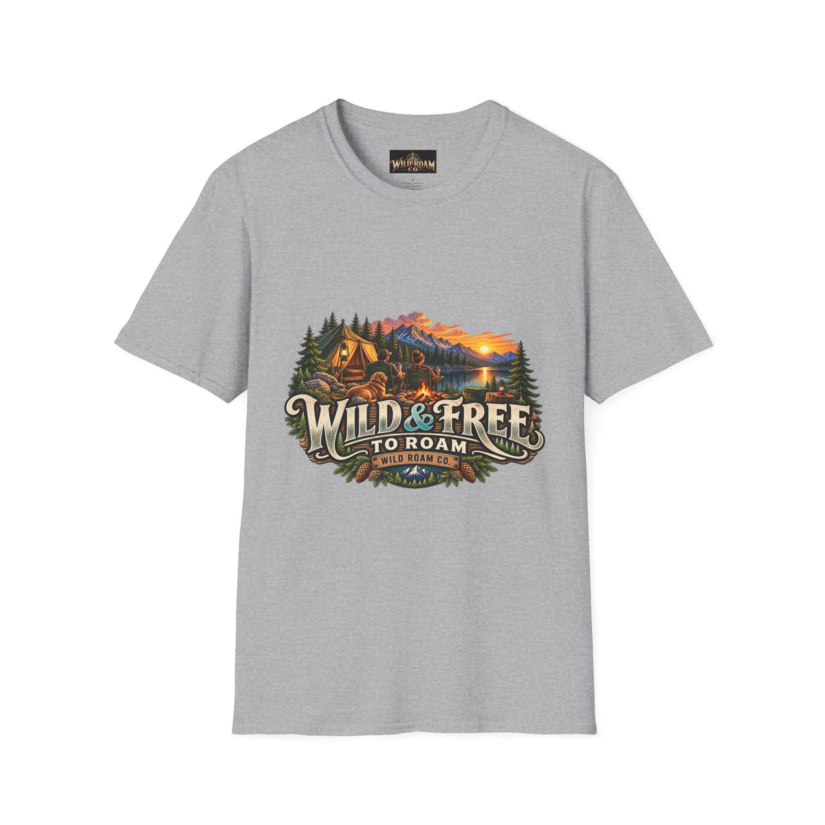 Wild & Free Camping T-Shirt — "Wild & Free to Roam" Outdoor Adventure Tee