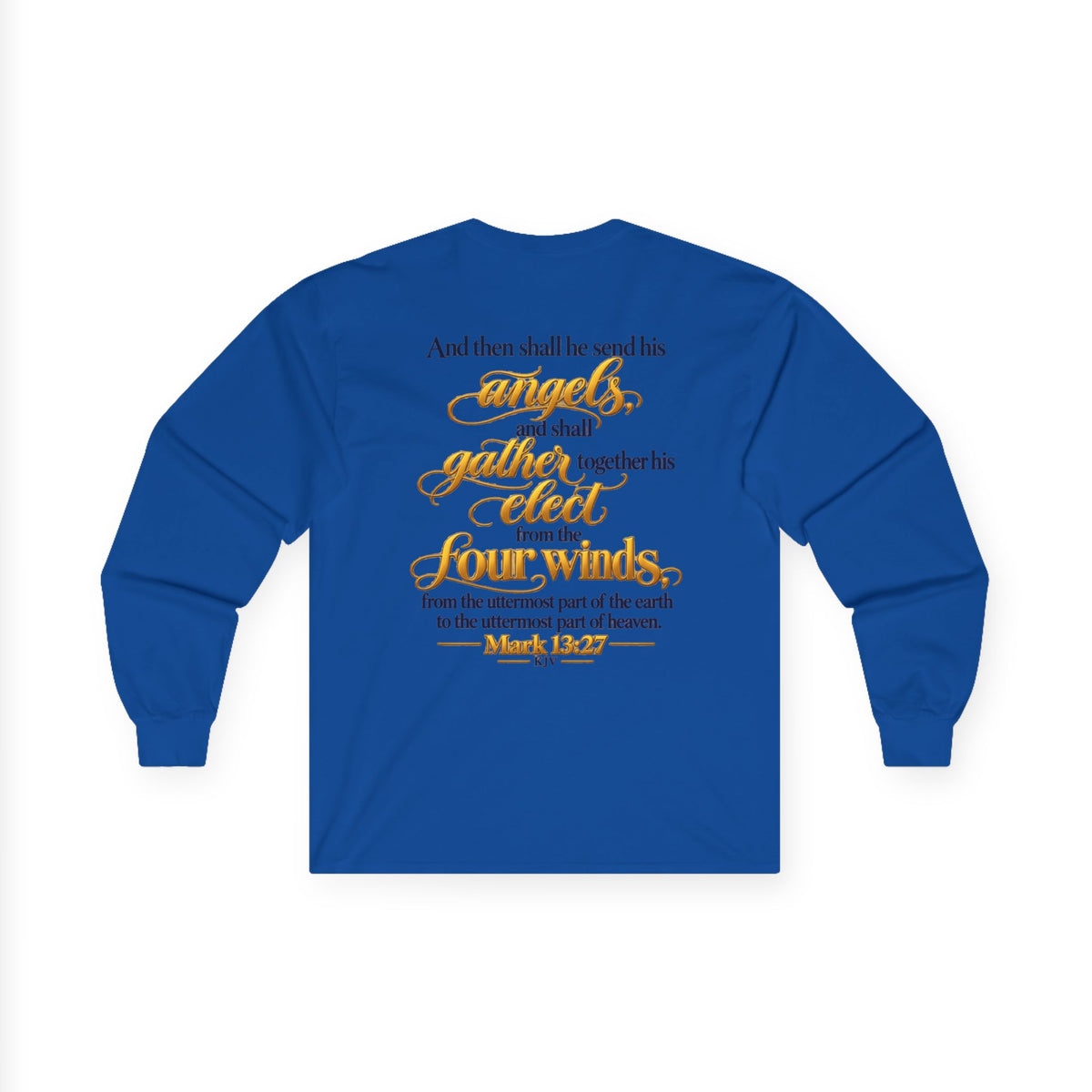 Unisex Long Sleeve Tee — 'Wild & Roam Co.' Faith Logo Graphic with 'Angels Gather' Inspirational Back Quote