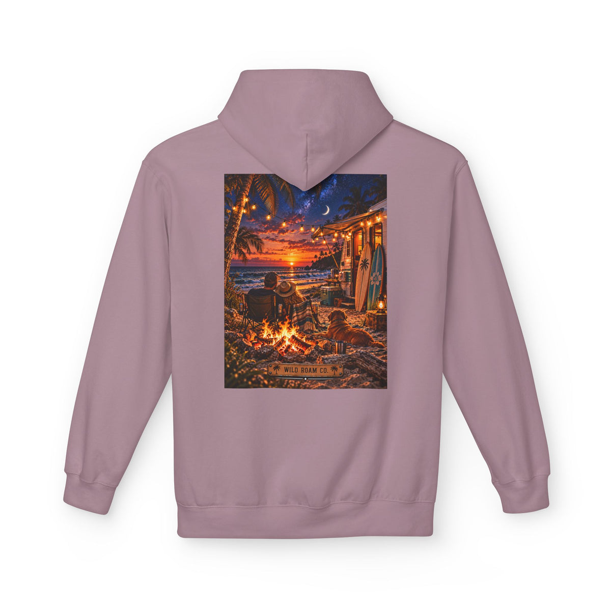 Wild Roam Co Hoodie-- Beach Bonfire Surf Graphic Hoodie
