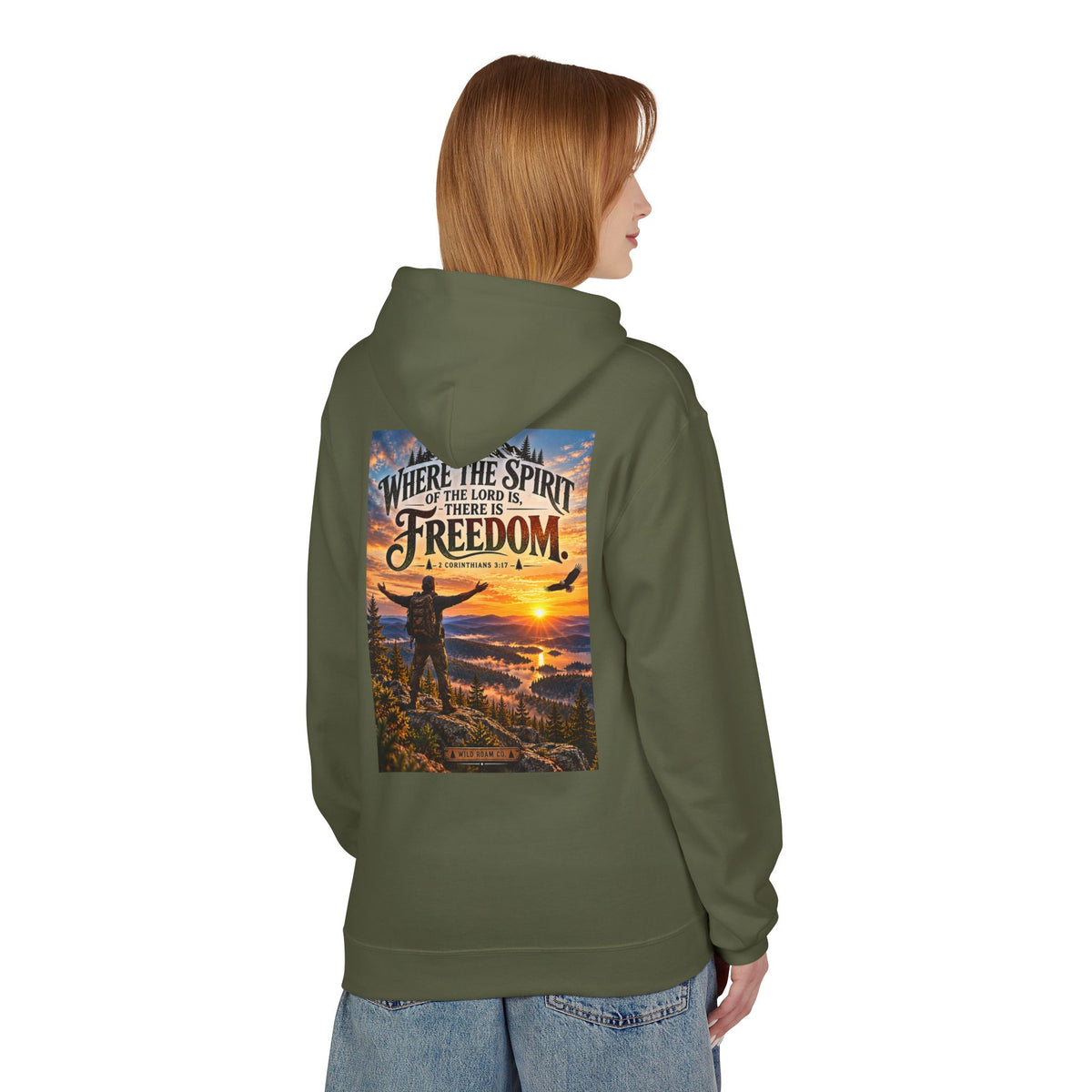 Men's Hoodie - ‘Where the Spirit of the Lord Is… There Is Freedom’ Scenic Christian Adventure Hoodie