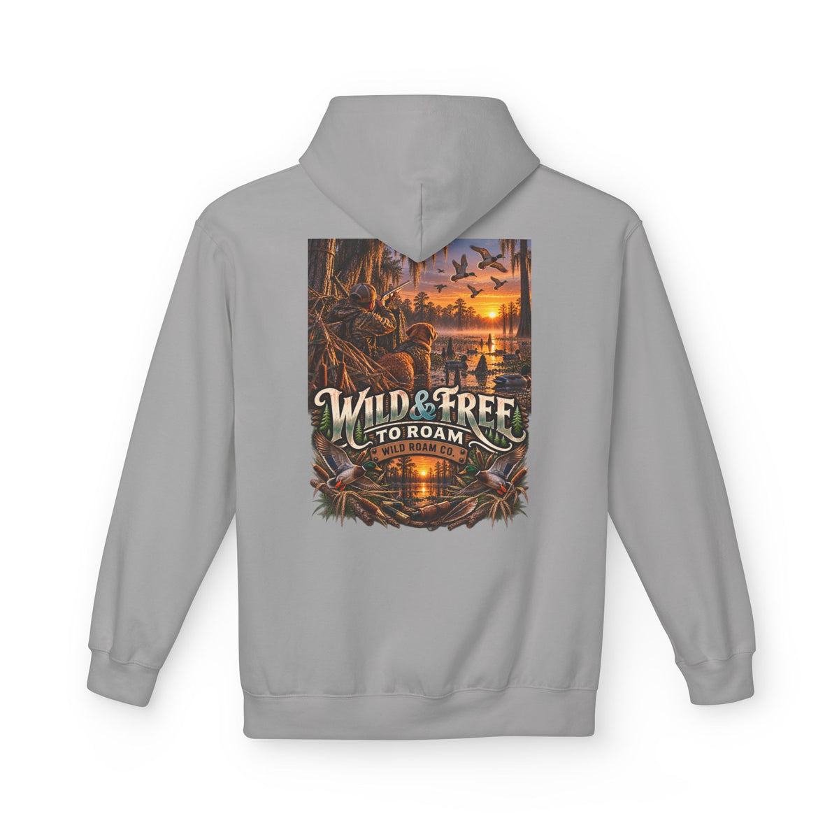 Wild & Free Hoodie — "Wild & Free to Roam" Ducks Graphic Pullover