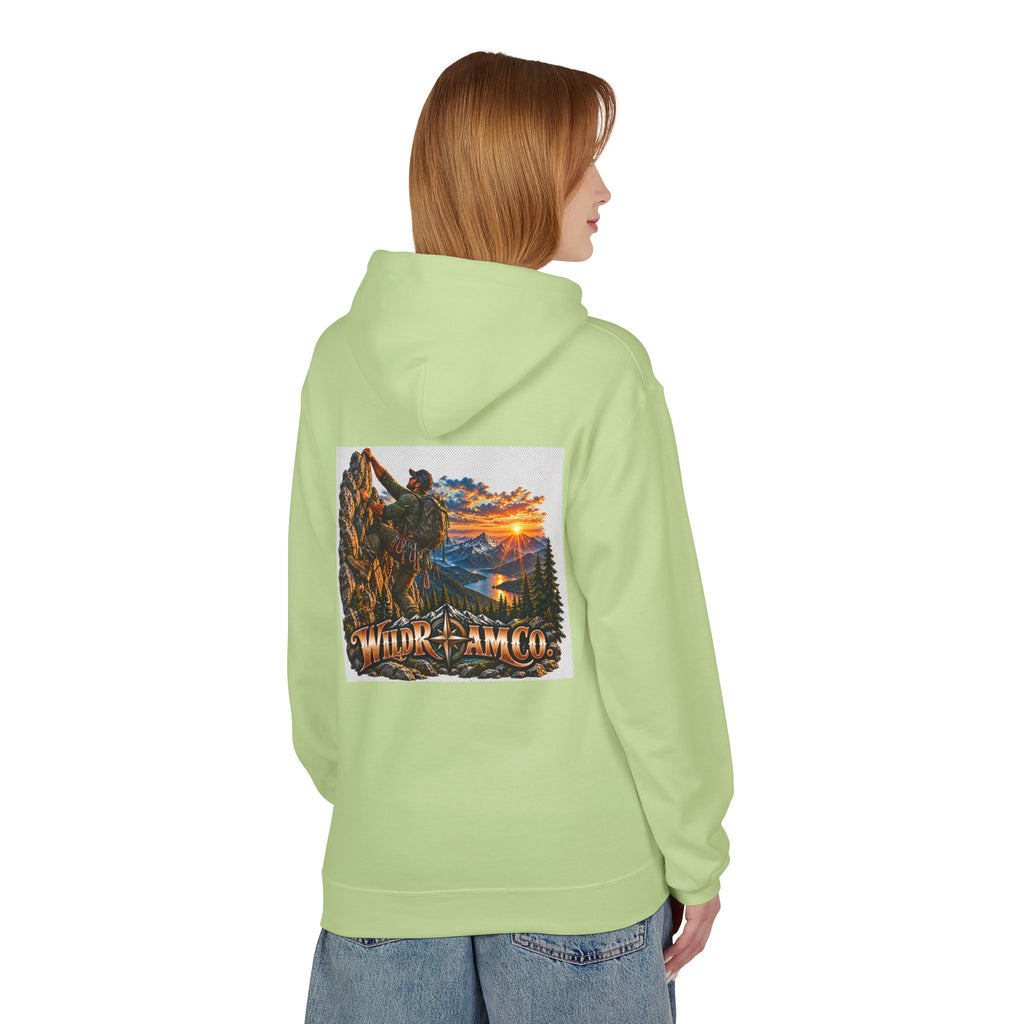 Men's Wild Roam Co. Adventure Hoodie — Mountain Sunset Outdoor Graphic Sweatshirt