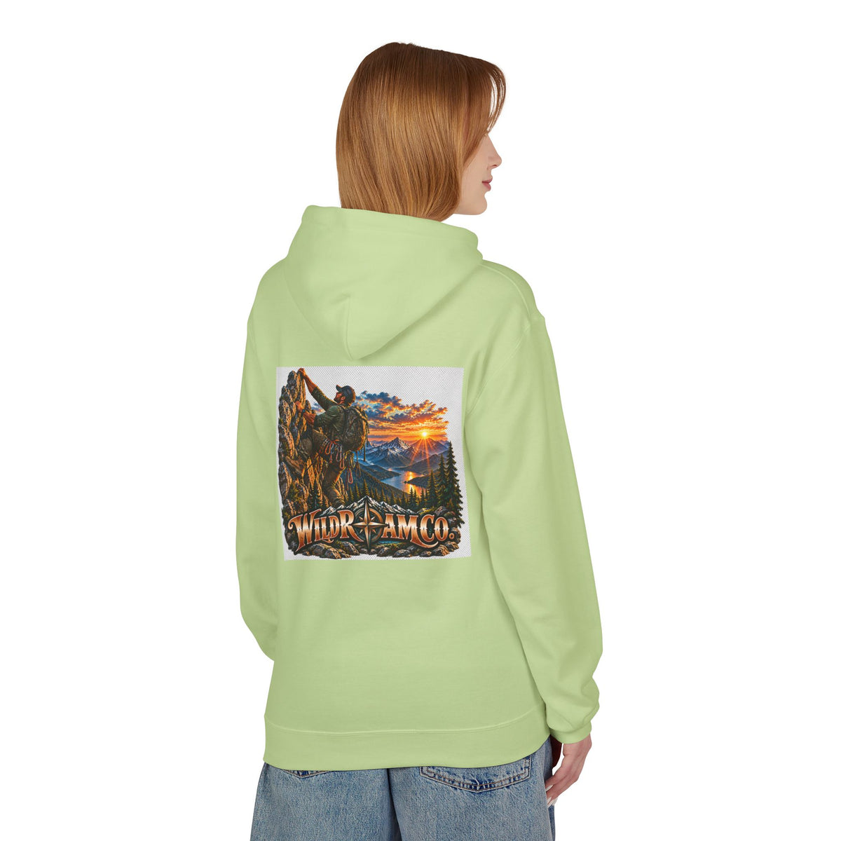 Men's Wild Roam Co. Adventure Hoodie — Mountain Sunset Outdoor Graphic Sweatshirt