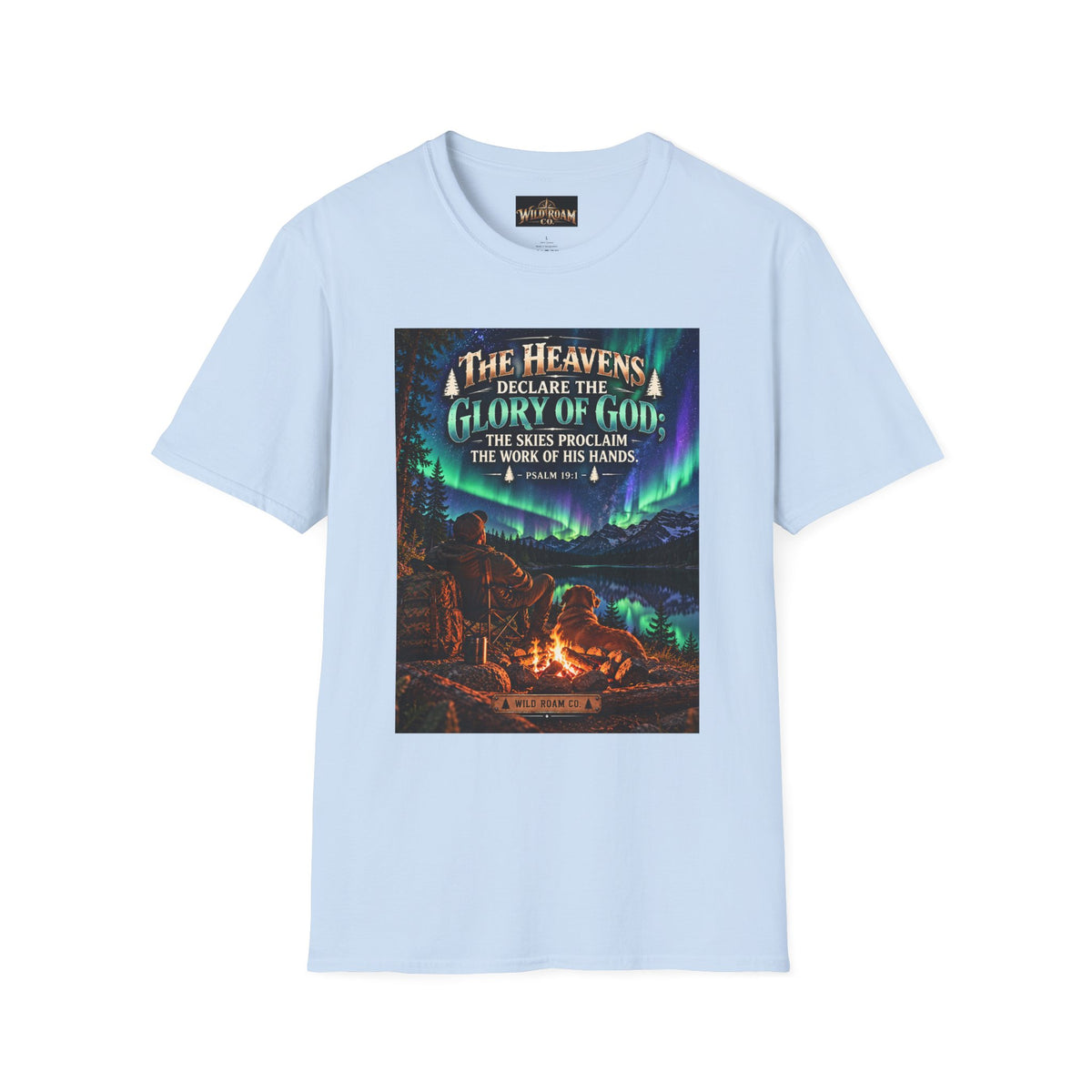 Men's Christian Campfire T-Shirt — "The Heavens Declare the Glory of God" Scenic Faith Tee