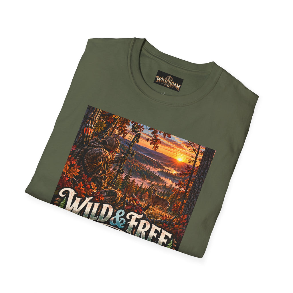 Wild & Free to Roam T-Shirt — Scenic Wilderness Sunset Adventure Tee