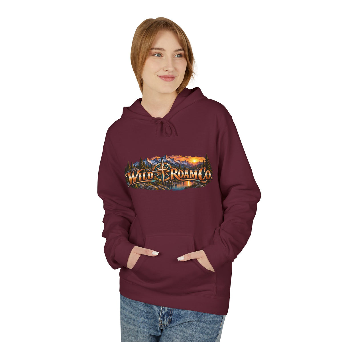 Women's Hoodie - 'Wild Roam Co.' Scenic Christian Campfire Hoodie with Aurora Psalm Design
