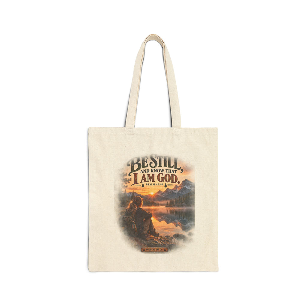Be Still Scenic Prayer Tote - 'Be Still and Know That I Am God' Canvas Bag