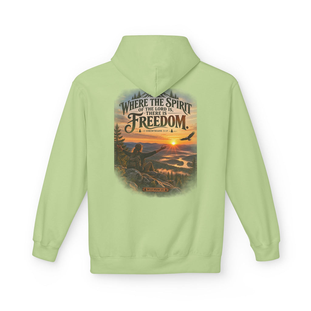 Women's Freedom Wilderness Hoodie — "Where the Spirit of the Lord is Freedom" Scenic Outdoor Pullover
