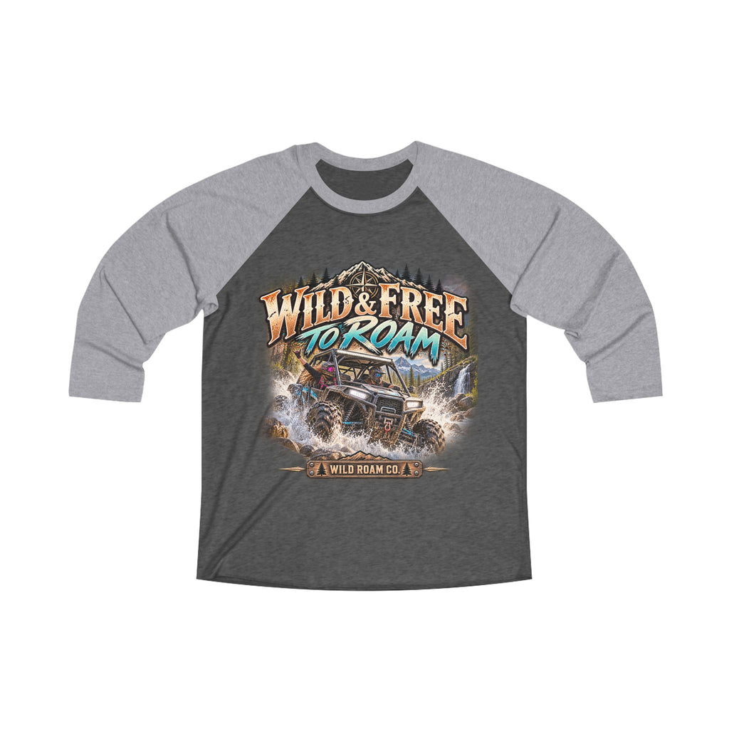 Wild & Free to Roam Raglan Tee — Off‑Road Truck Adventure Baseball Shirt