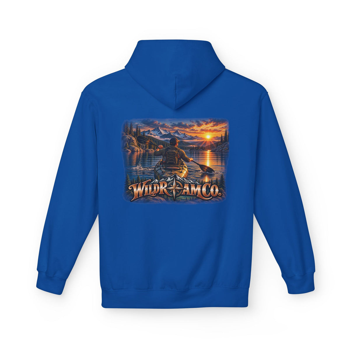 Wild Roam Co. Men's Hoodie — Sunset Kayak Graphic Hoodie