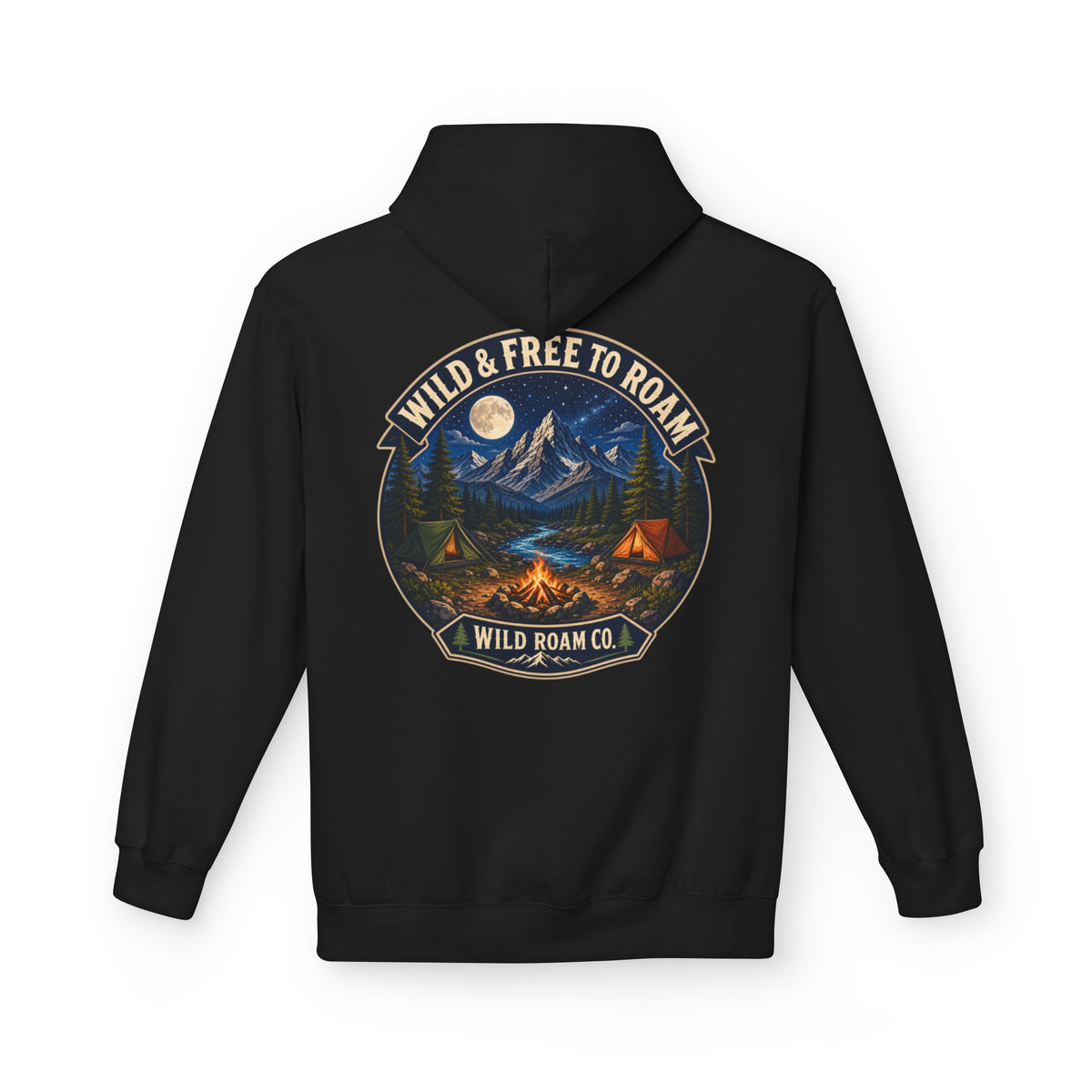 Wild Roam Co Hoodie — "Wild & Free to Roam" Camping Adventure Pullover