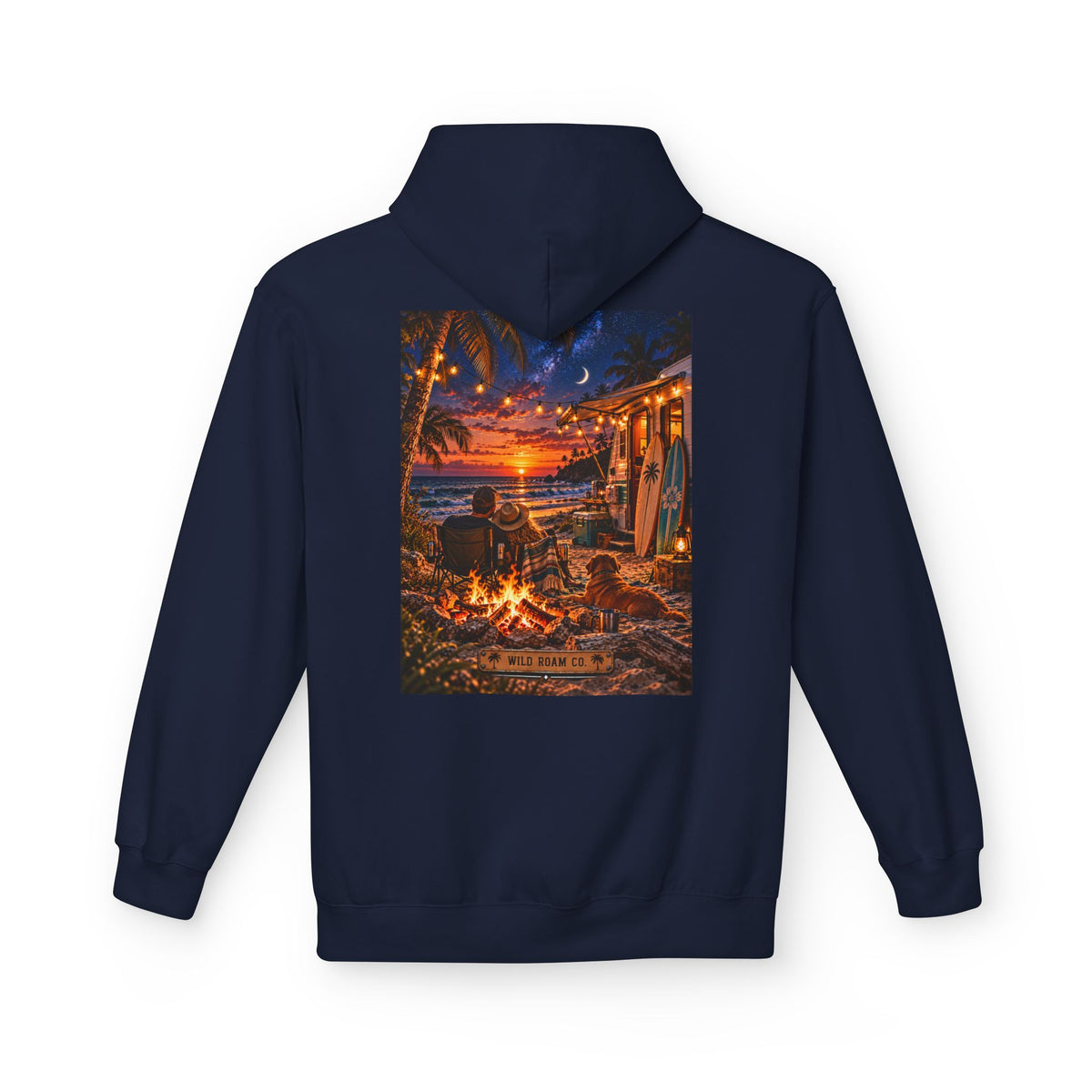 Wild Roam Co Hoodie-- Beach Bonfire Surf Graphic Hoodie