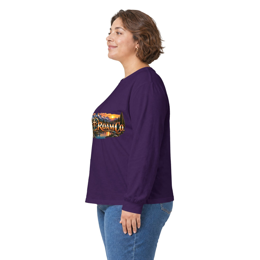 Unisex Long Sleeve Tee — 'Wild & Roam Co.' Faith Logo Graphic with 'Angels Gather' Inspirational Back Quote