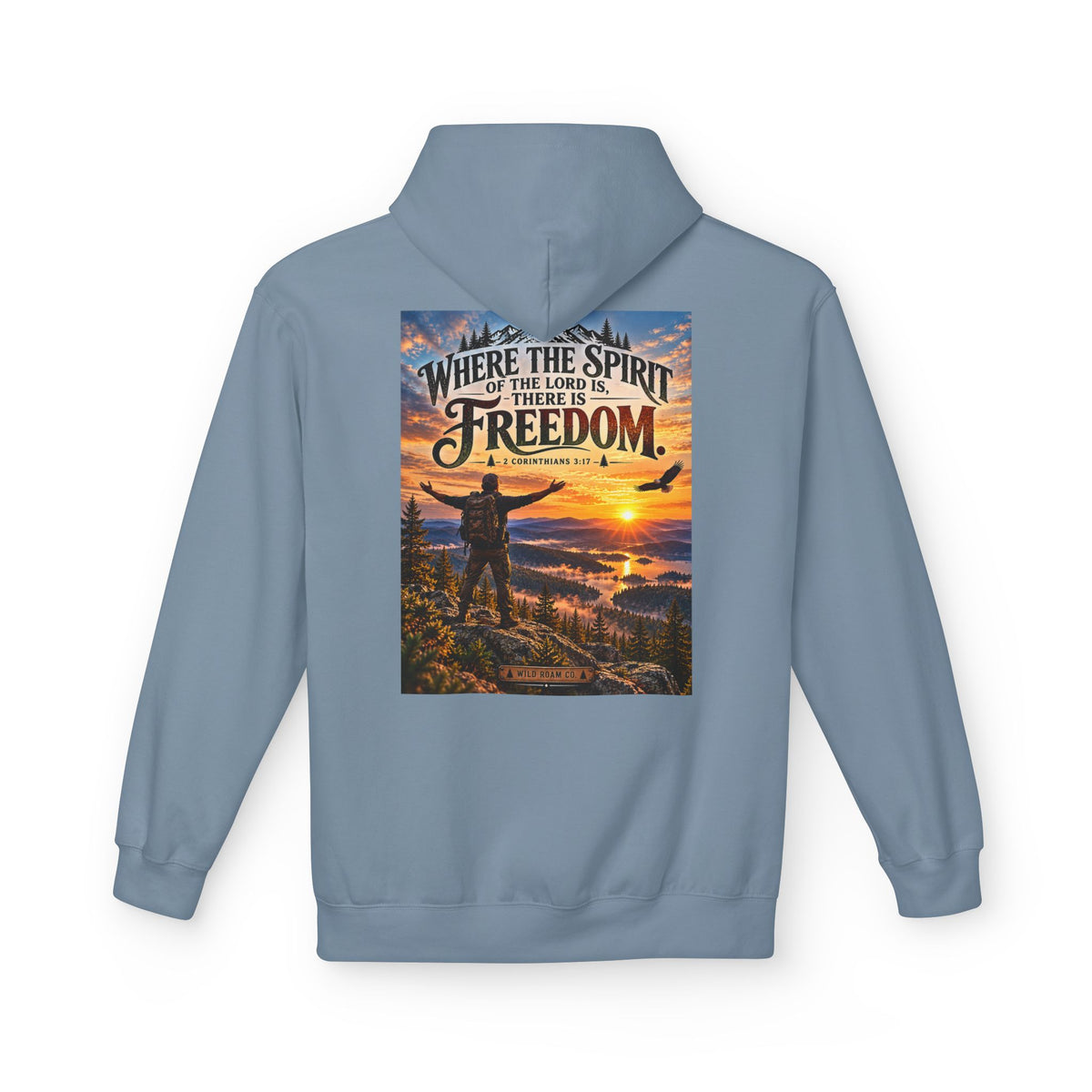 Men's Hoodie - ‘Where the Spirit of the Lord Is… There Is Freedom’ Scenic Christian Adventure Hoodie