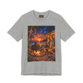 Beach Bonfire Sunset T-Shirt — Surfboard Campfire Coastal Graphic Tee