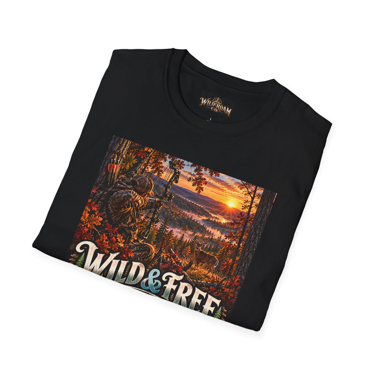 Wild & Free to Roam T-Shirt — Scenic Wilderness Sunset Adventure Tee
