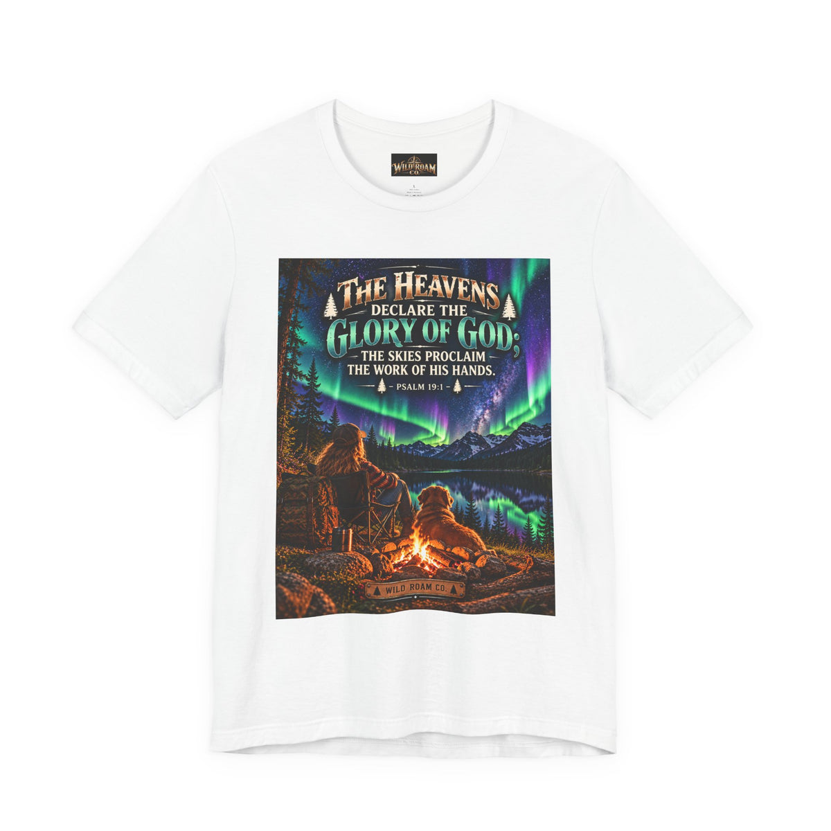 Women's Christian Nature T-Shirt — "The Heavens Declare the Glory of God" Campfire Aurora Tee