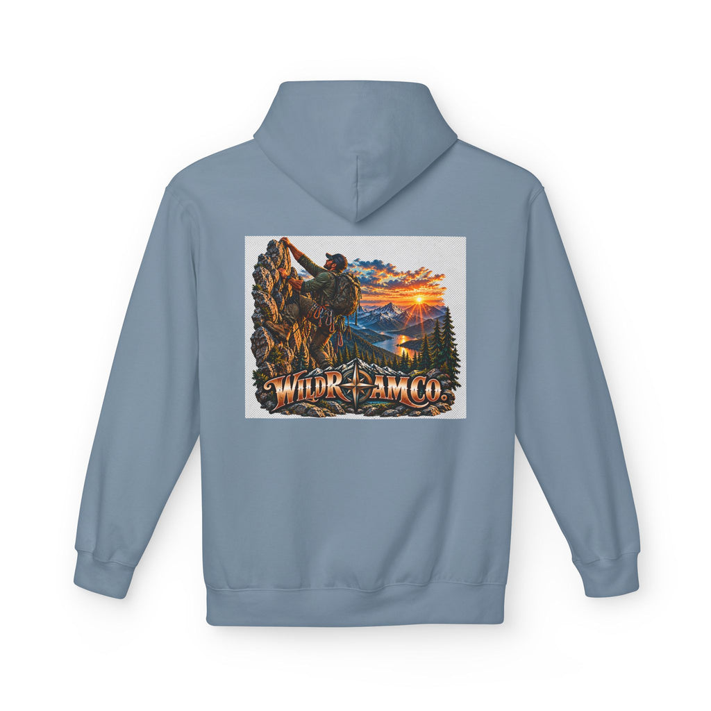Men's Wild Roam Co. Adventure Hoodie — Mountain Sunset Outdoor Graphic Sweatshirt