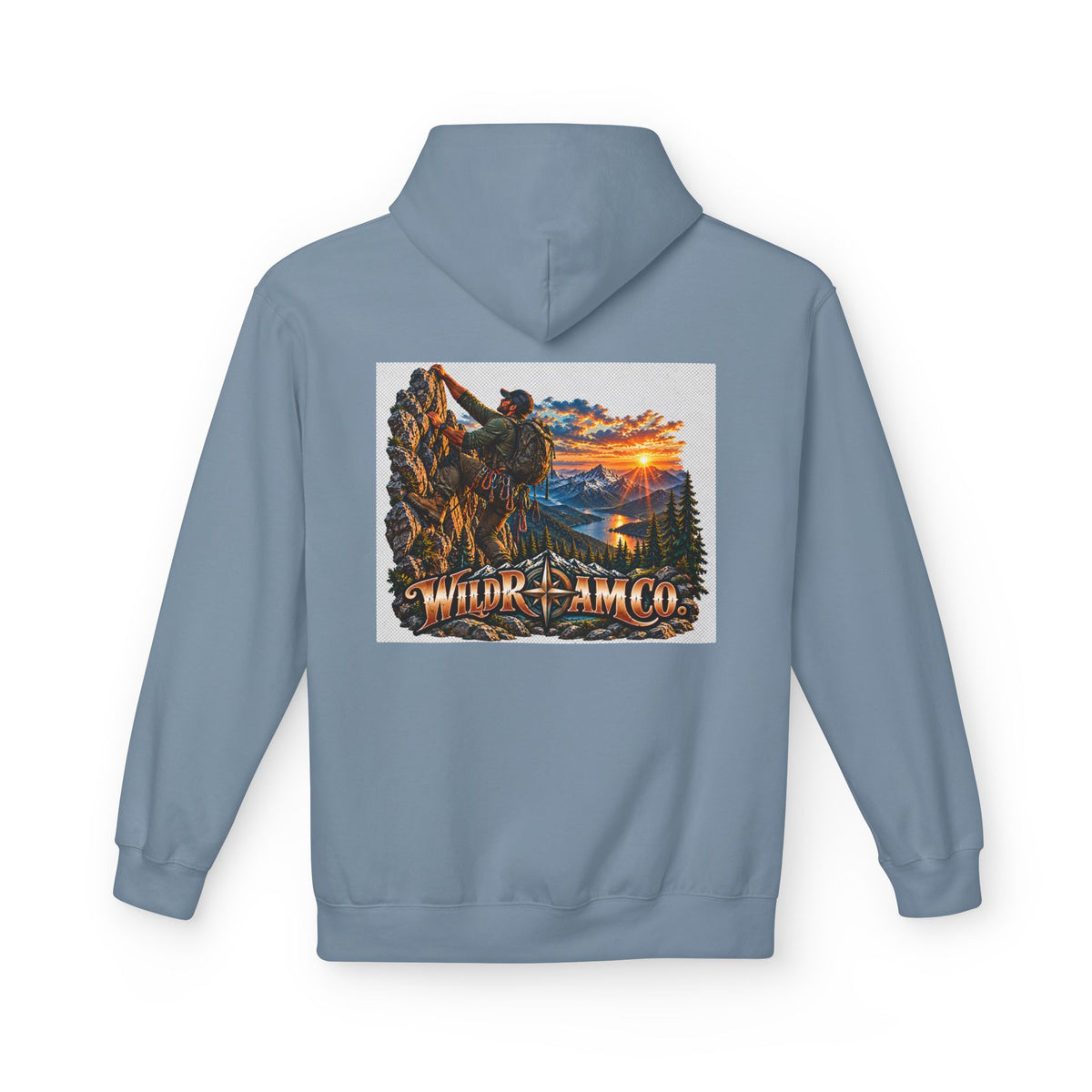 Men's Wild Roam Co. Adventure Hoodie — Mountain Sunset Outdoor Graphic Sweatshirt