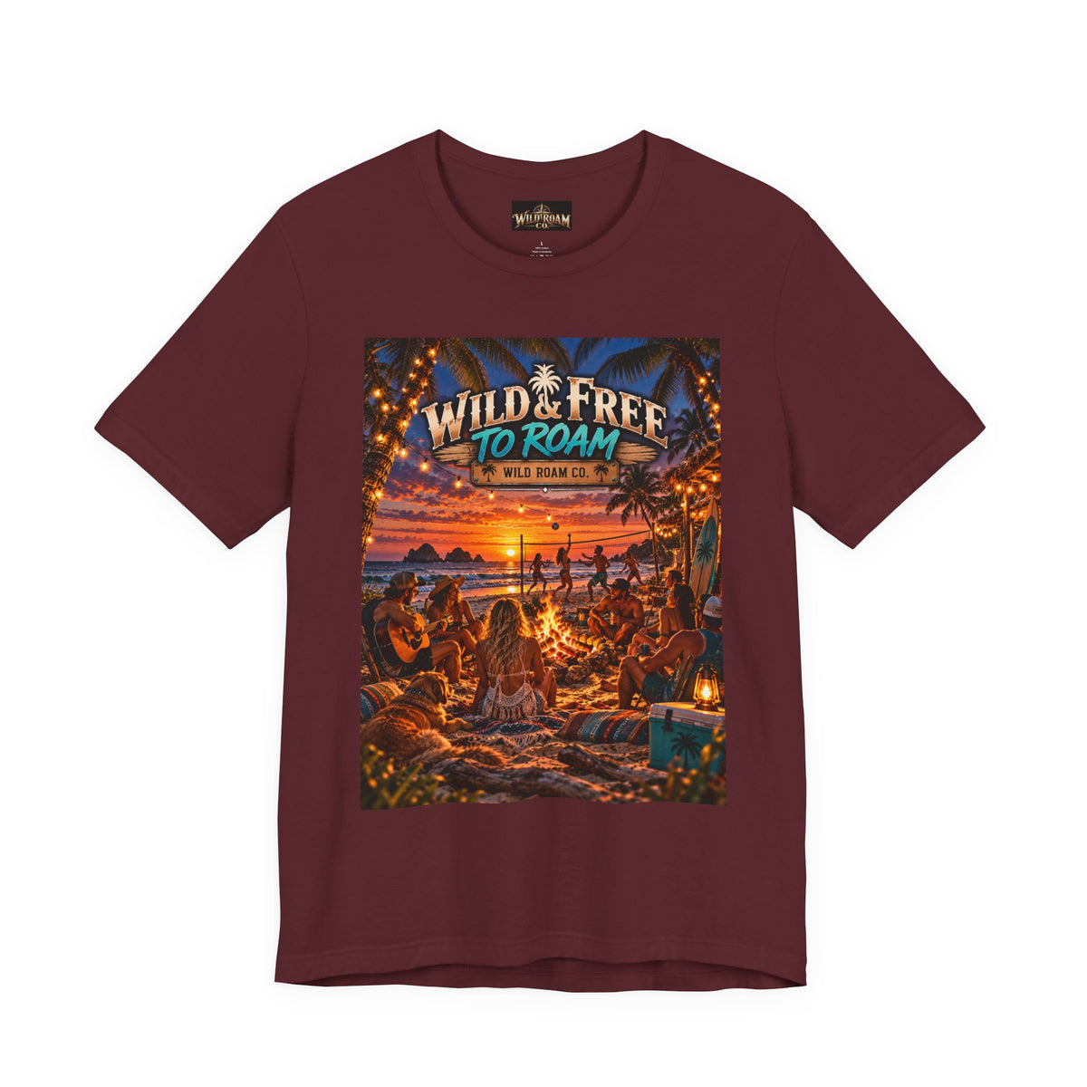 Wild & Free Beach Sunset T‑Shirt — "Wild & Free to Roam" Graphic Tee