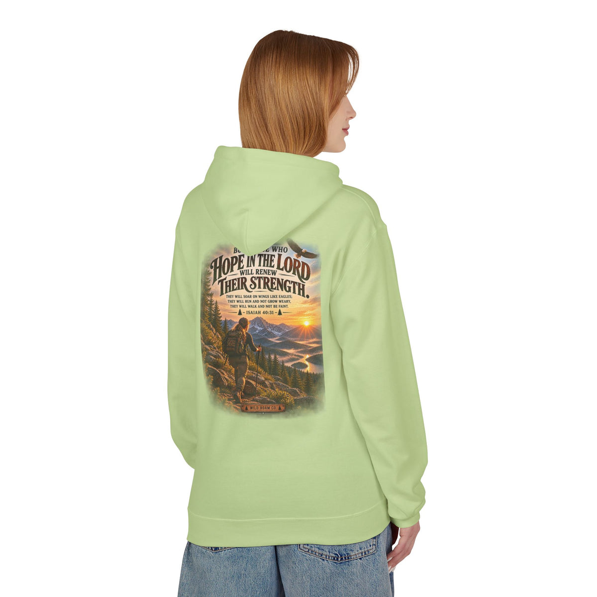 Women's Hope in the Lord Hiking Hoodie — Inspirational Christian Mountain Sunset Pullover