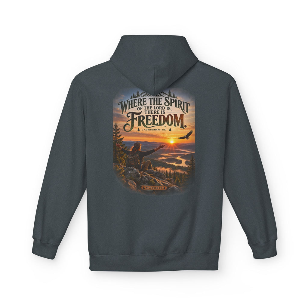 Women's Freedom Wilderness Hoodie — "Where the Spirit of the Lord is Freedom" Scenic Outdoor Pullover
