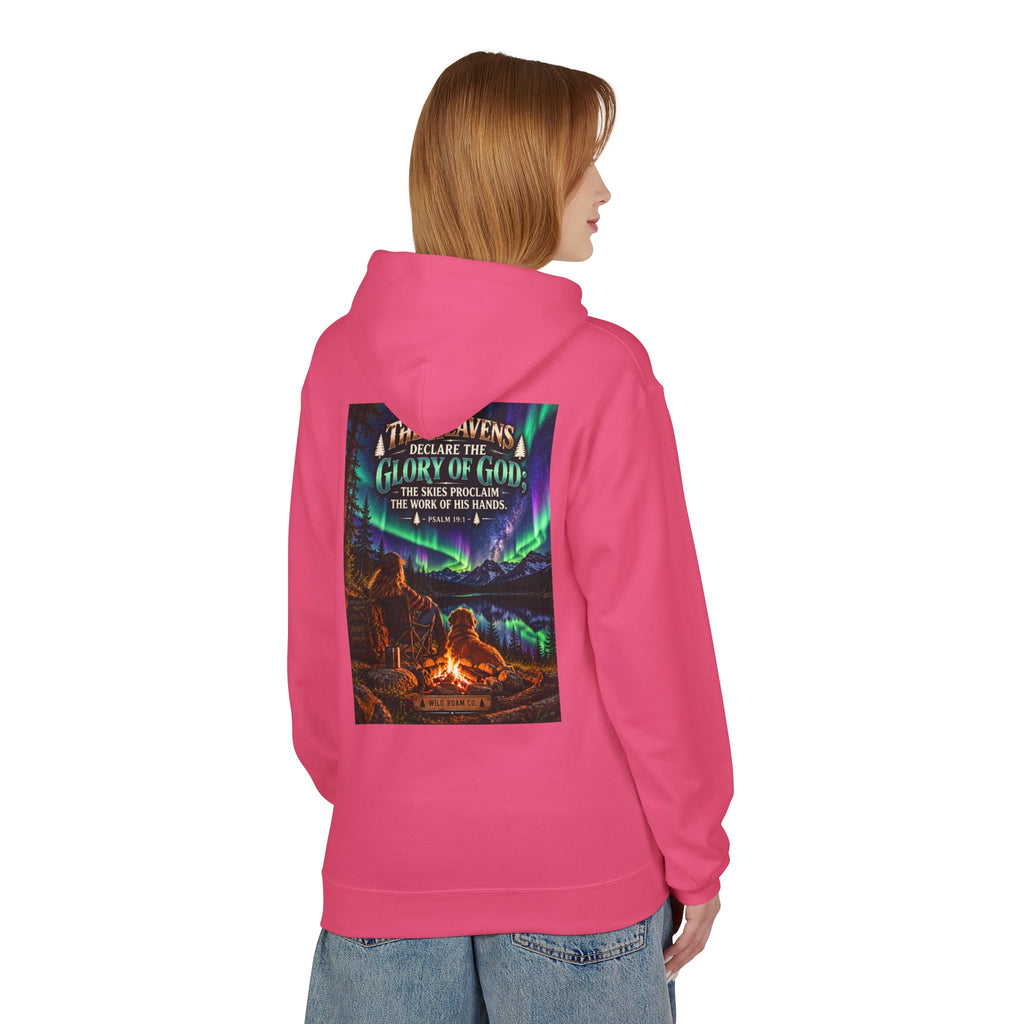 Women's Hoodie - 'Wild Roam Co.' Scenic Christian Campfire Hoodie with Aurora Psalm Design