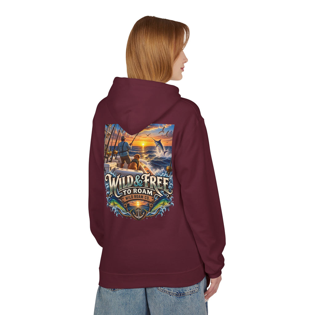 Hoodie - "Wild & Free to Roam" Ocean Angler Adventure Pullover