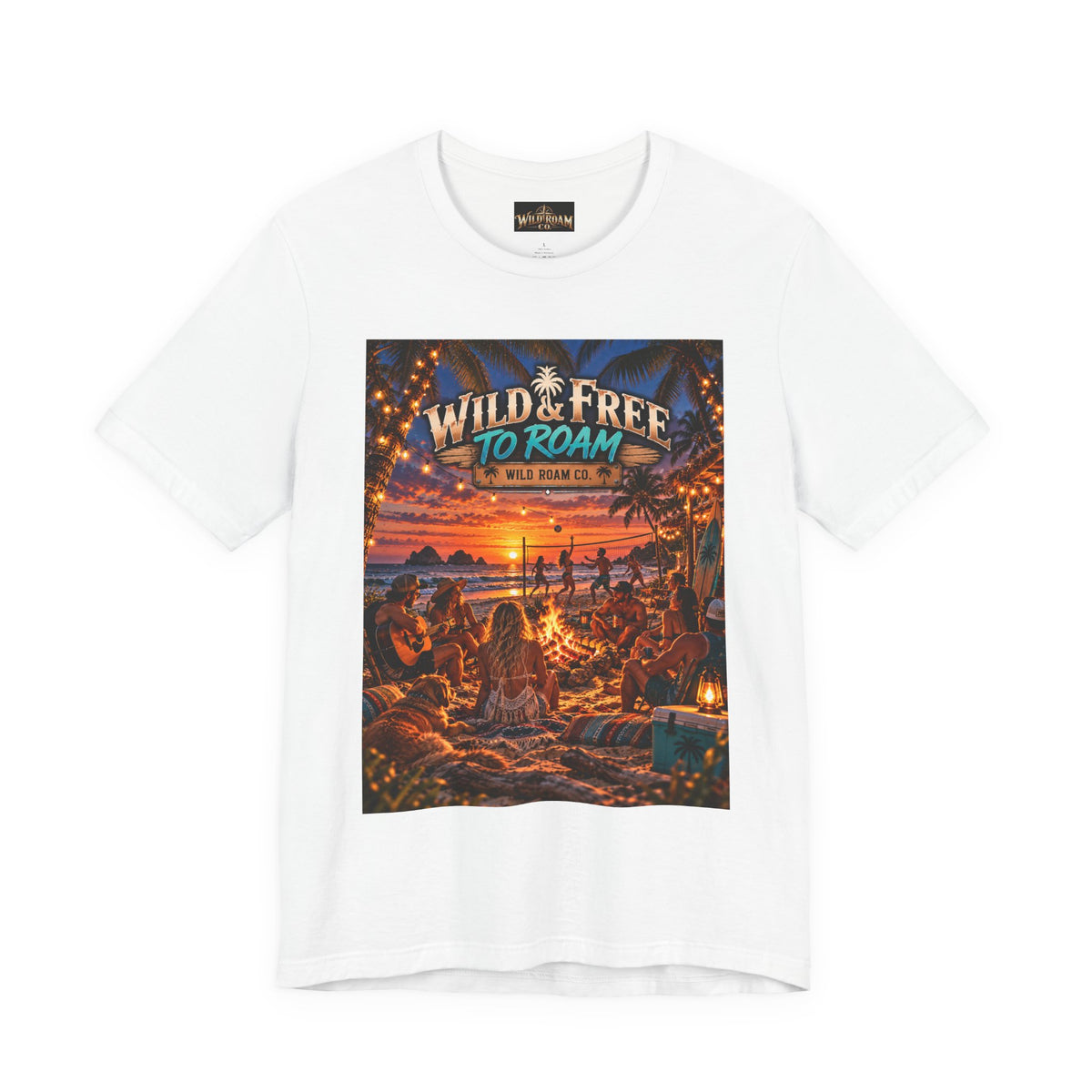 Wild & Free Beach Sunset T‑Shirt — "Wild & Free to Roam" Graphic Tee