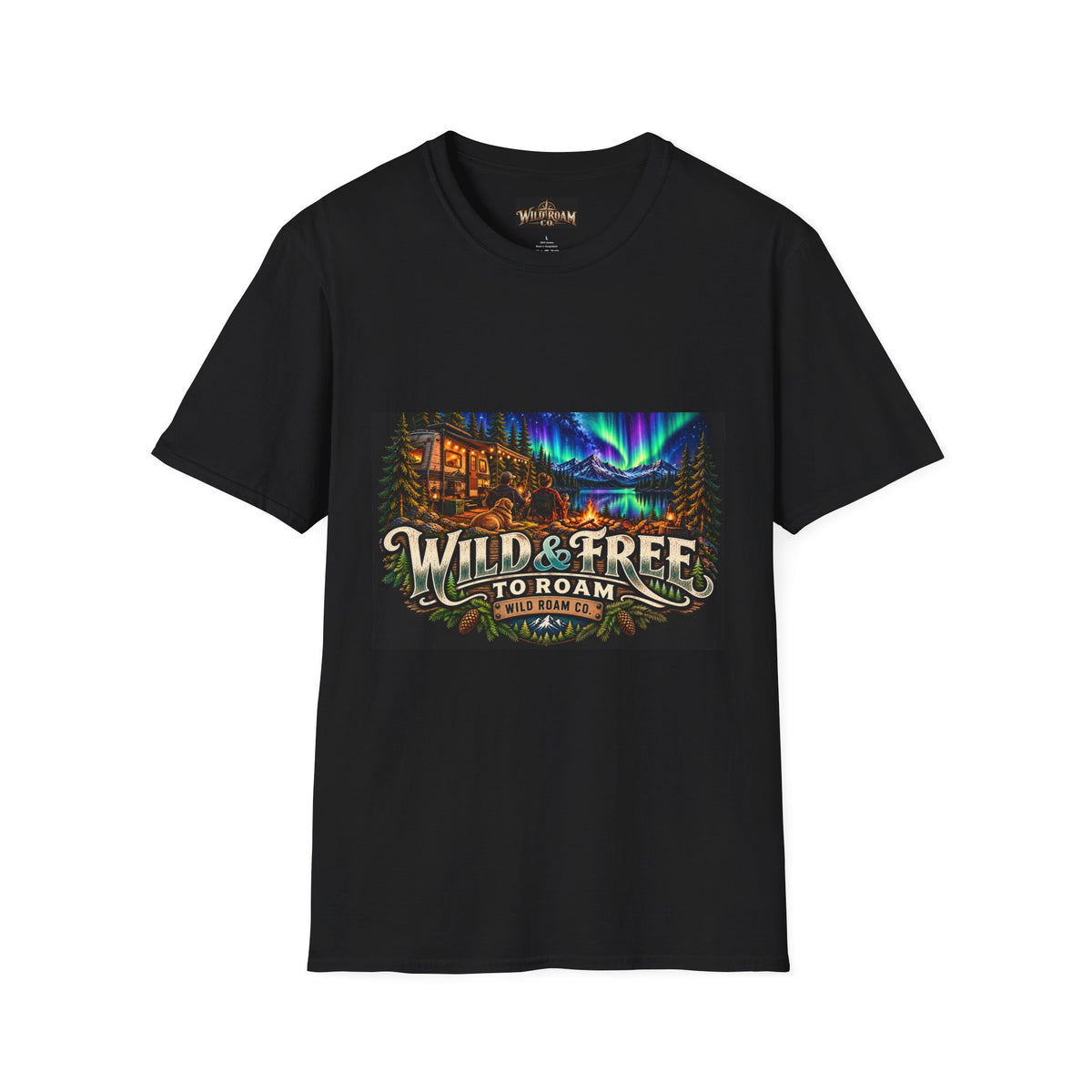 T-Shirt — Wild & Free to Roam Northern Lights Cabin Graphic Tee